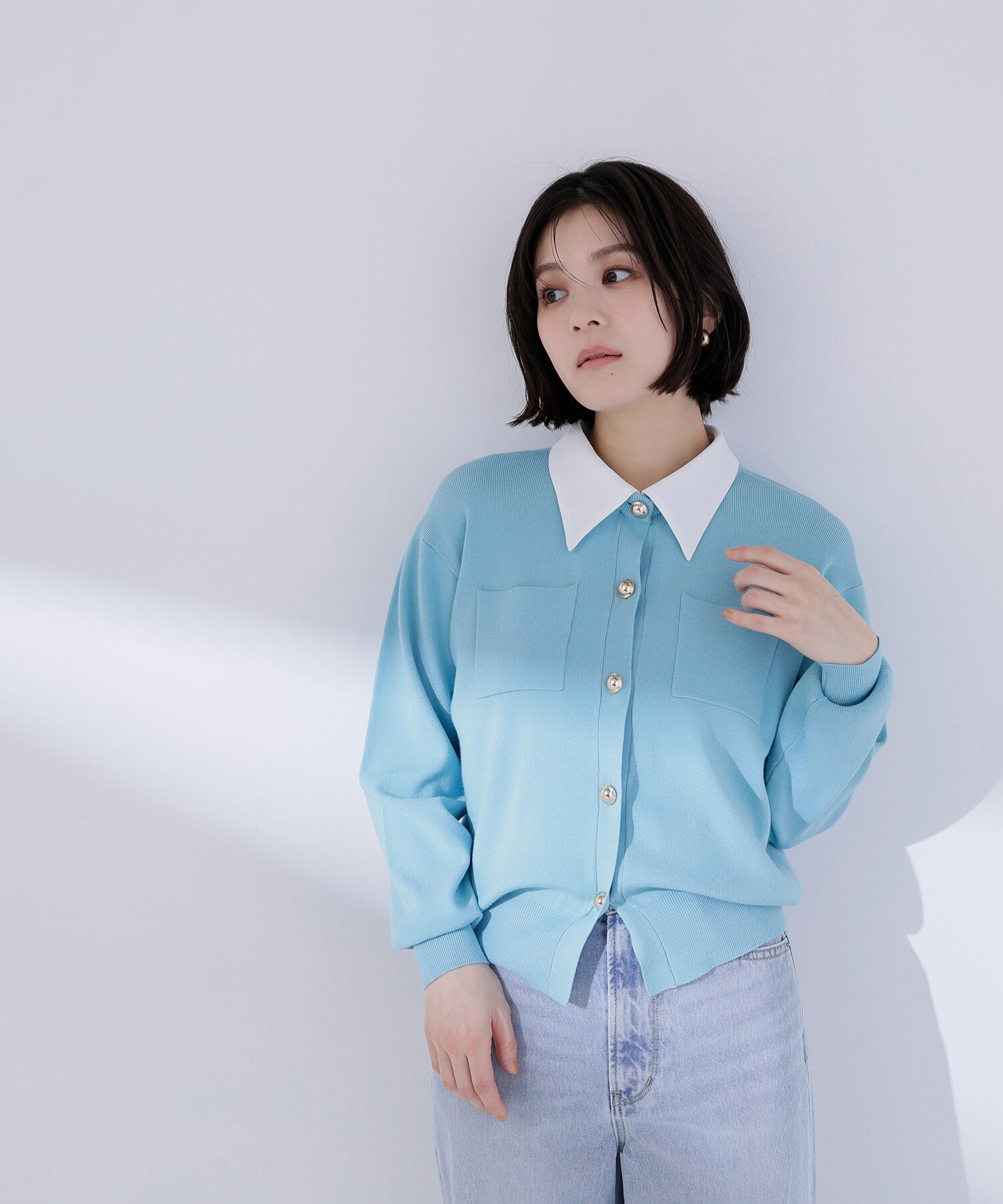  「2wayカラーニットカーディガン」|ニット・セーター|