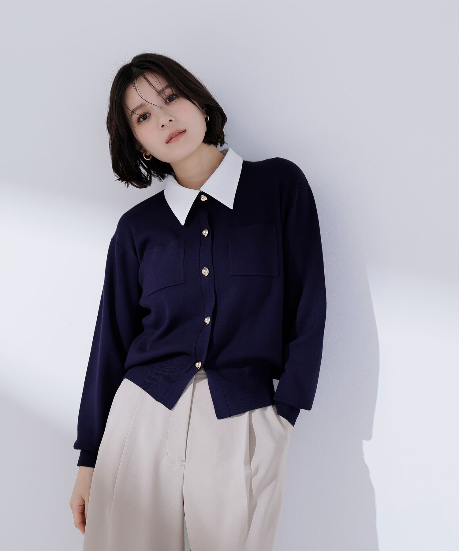  「2wayカラーニットカーディガン」|ニット・セーター|