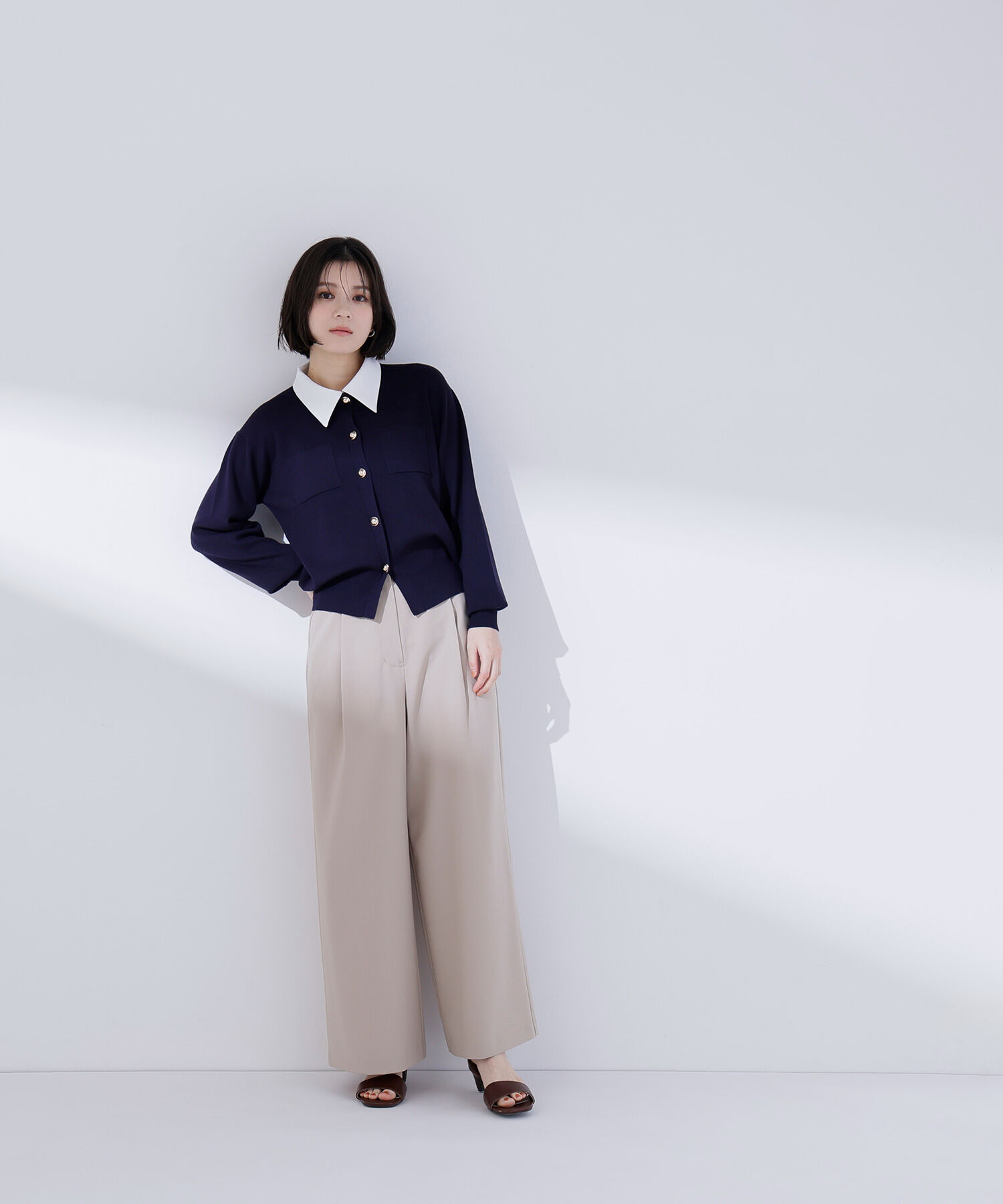  「2wayカラーニットカーディガン」|ニット・セーター|