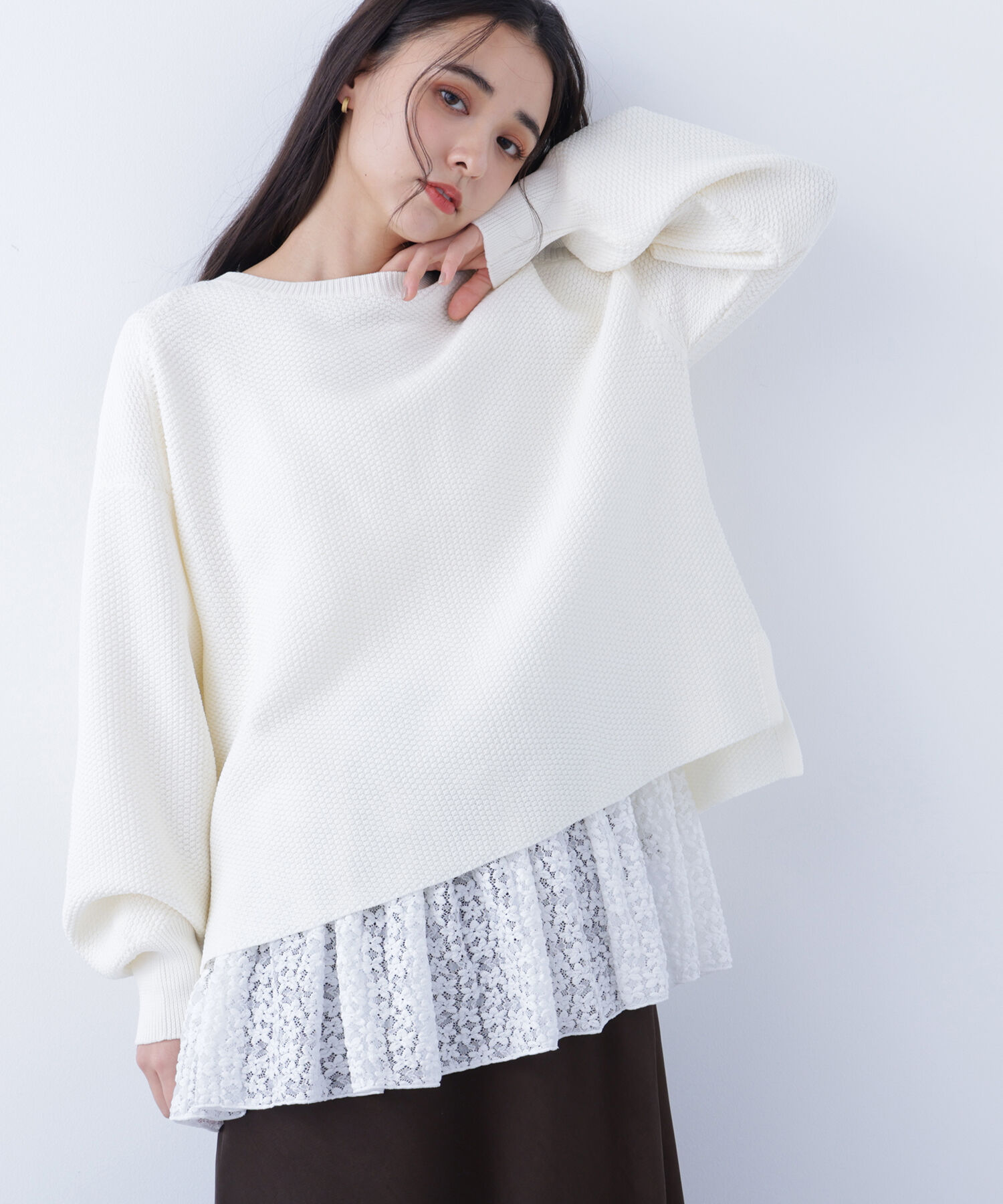  「〈N.〉鹿の子オーバーニット」|ニット・セーター|オフホワイト1