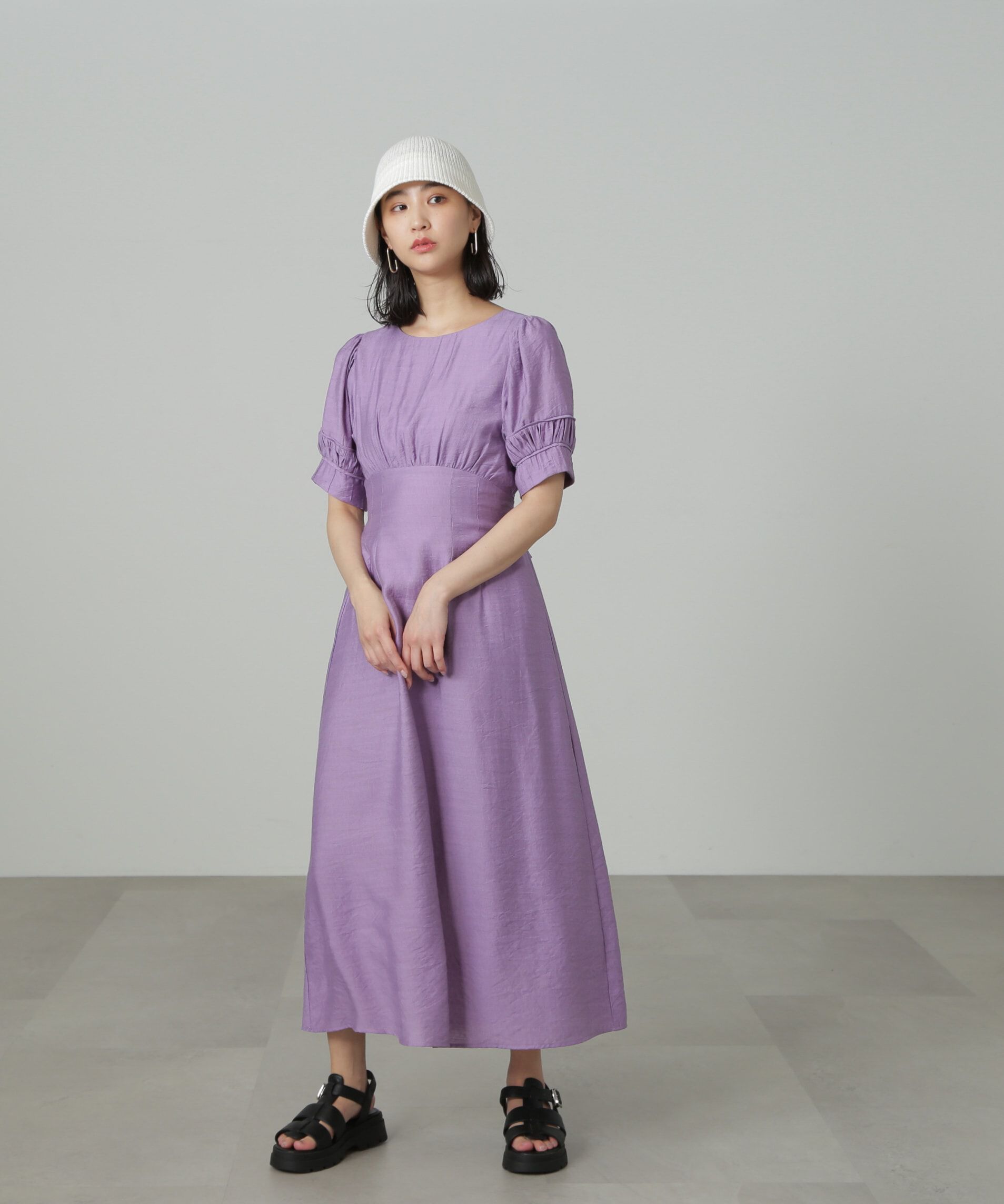  「パフスリーブバックリボンワンピース」|ワンピース|