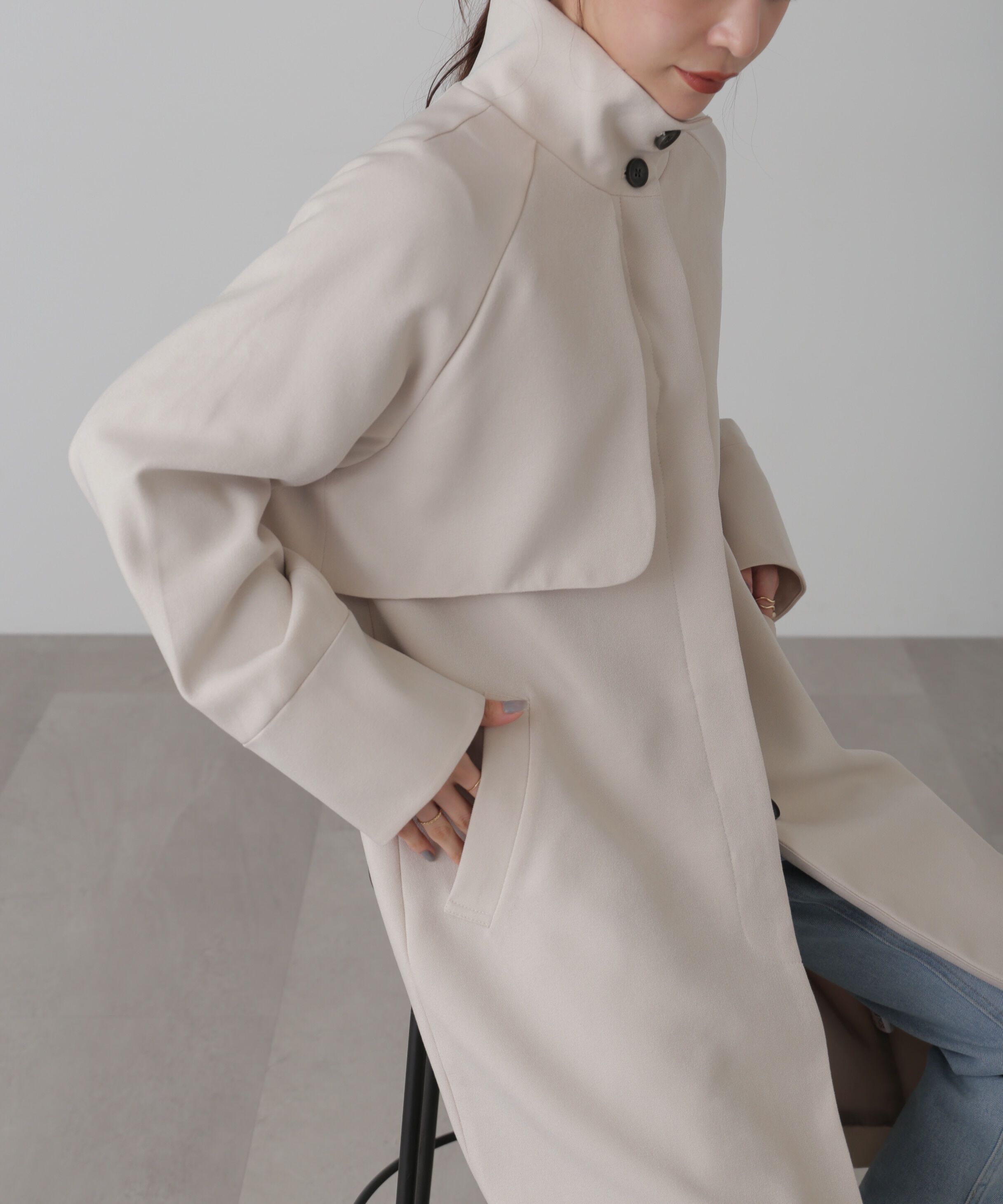  「ポリエステルツイルスタンドネックコート」|その他|