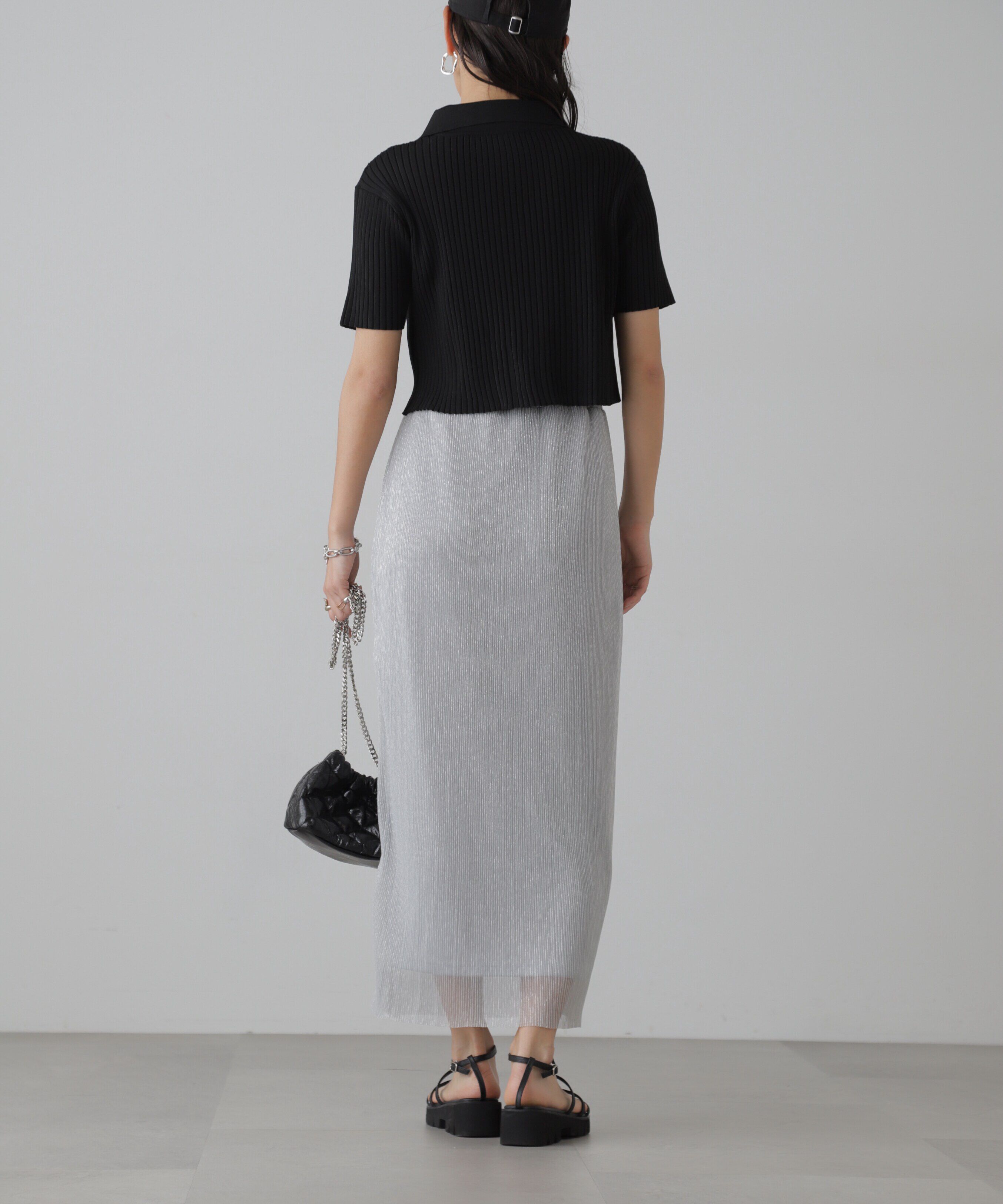  「襟付き半袖ジップニットカーディガン」|ニット・セーター|