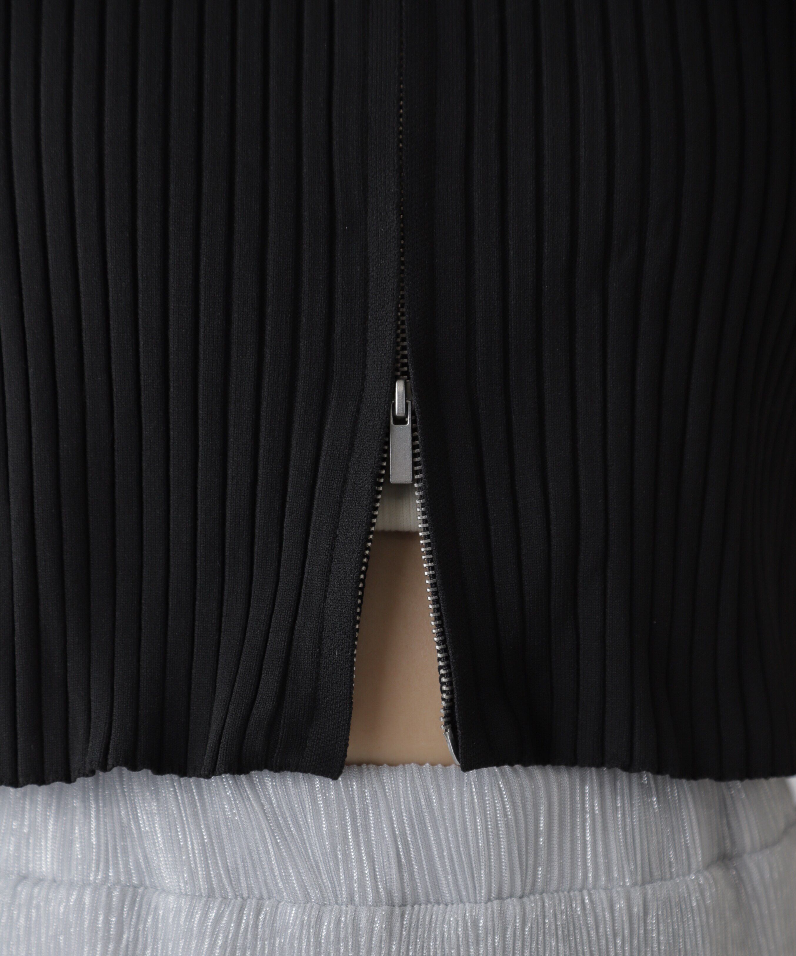  「襟付き半袖ジップニットカーディガン」|ニット・セーター|