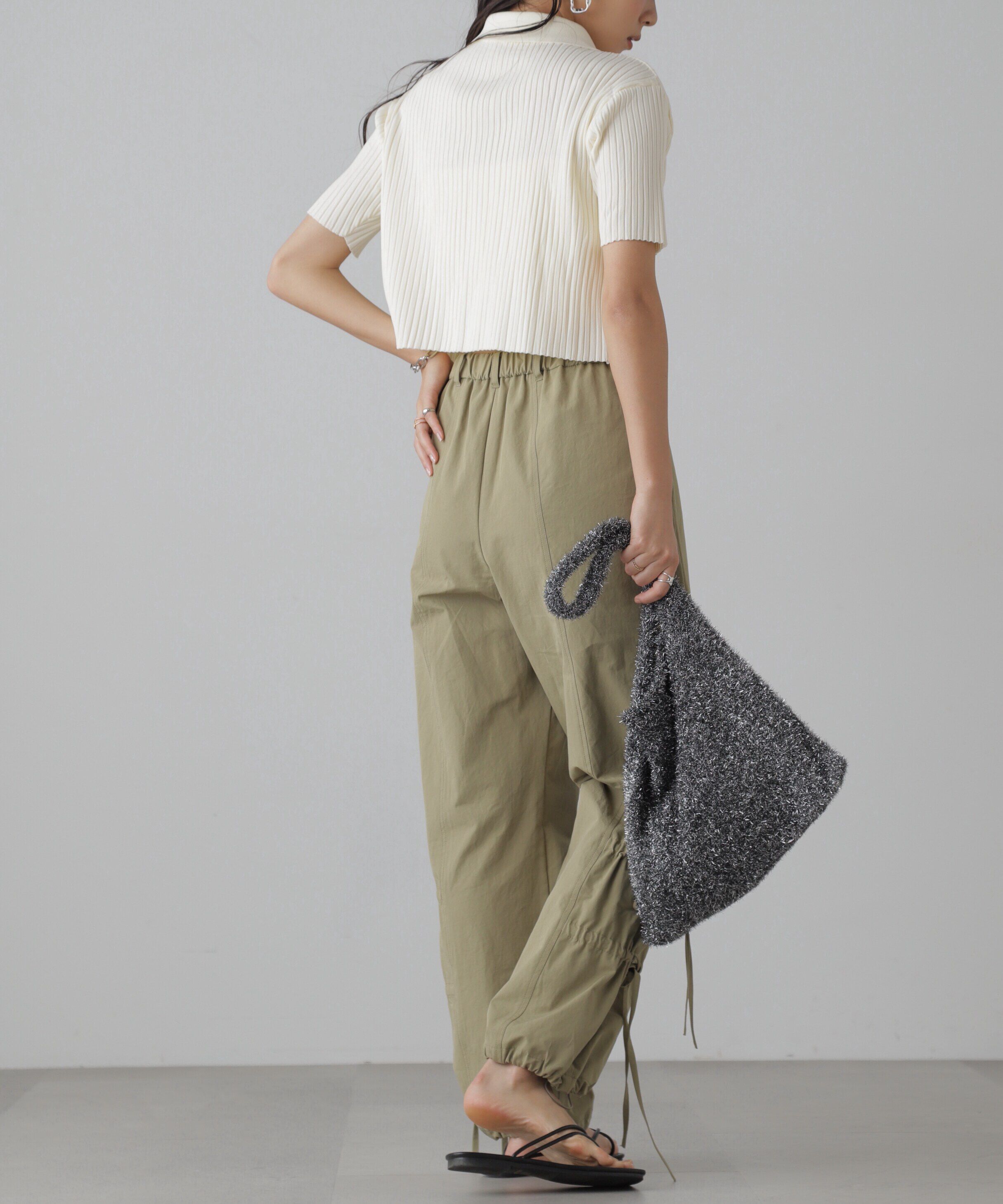  「襟付き半袖ジップニットカーディガン」|ニット・セーター|