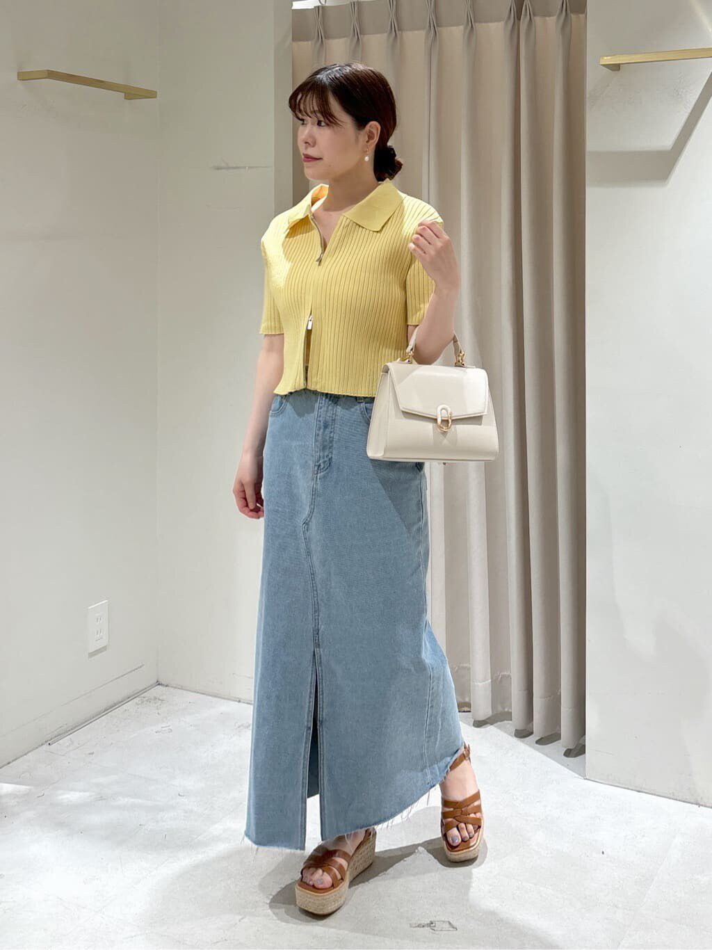  「襟付き半袖ジップニットカーディガン」|ニット・セーター|