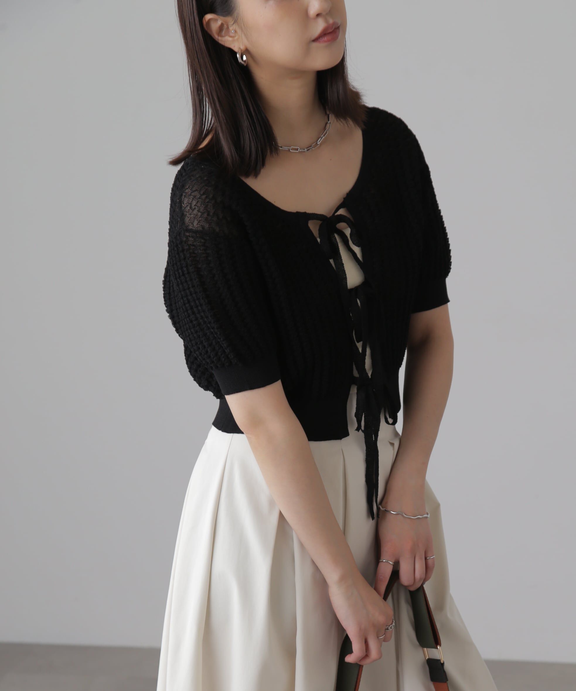  「ウェーブ柄2wayニットカーディガン」|ニット・セーター|