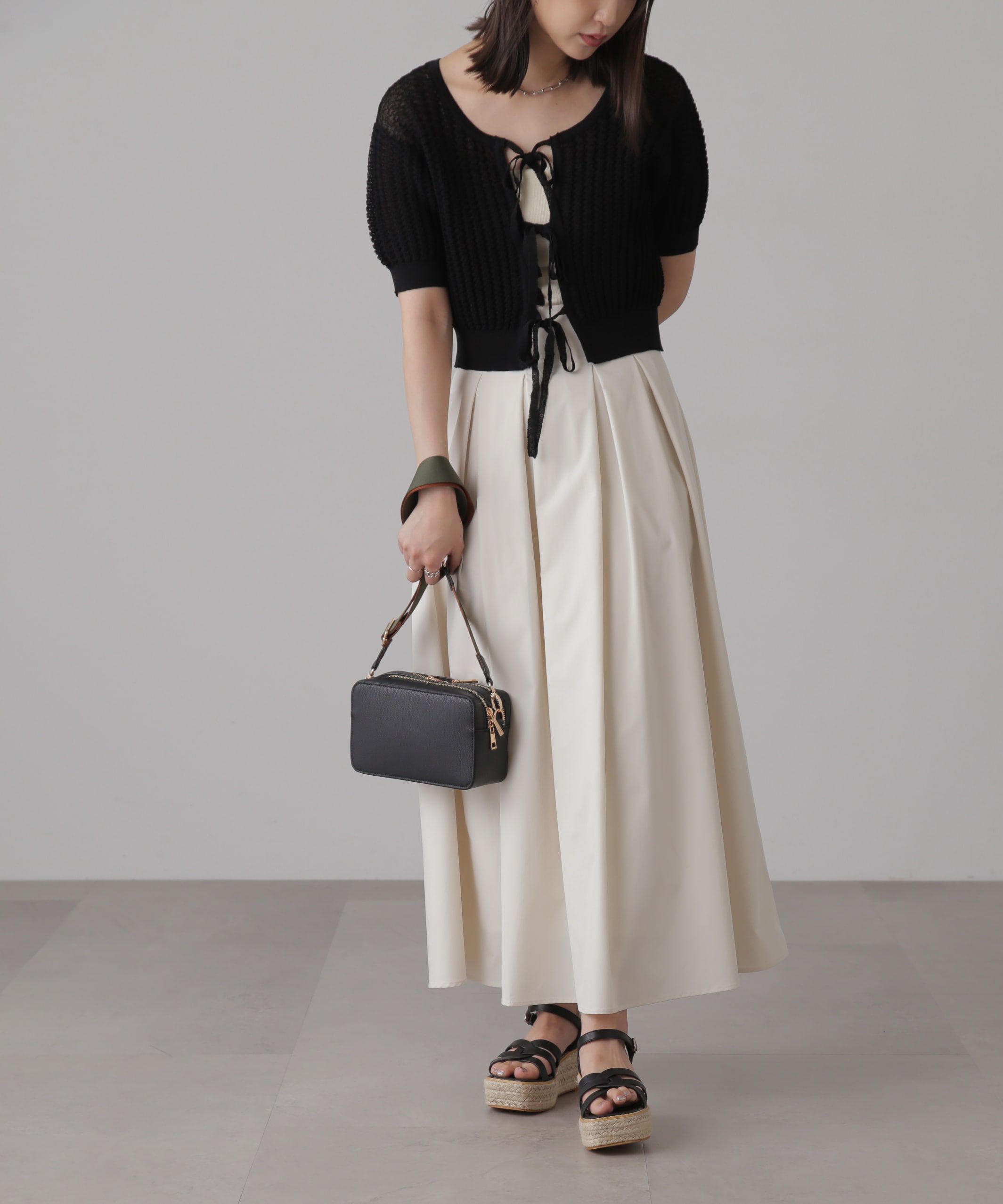  「ウェーブ柄2wayニットカーディガン」|ニット・セーター|