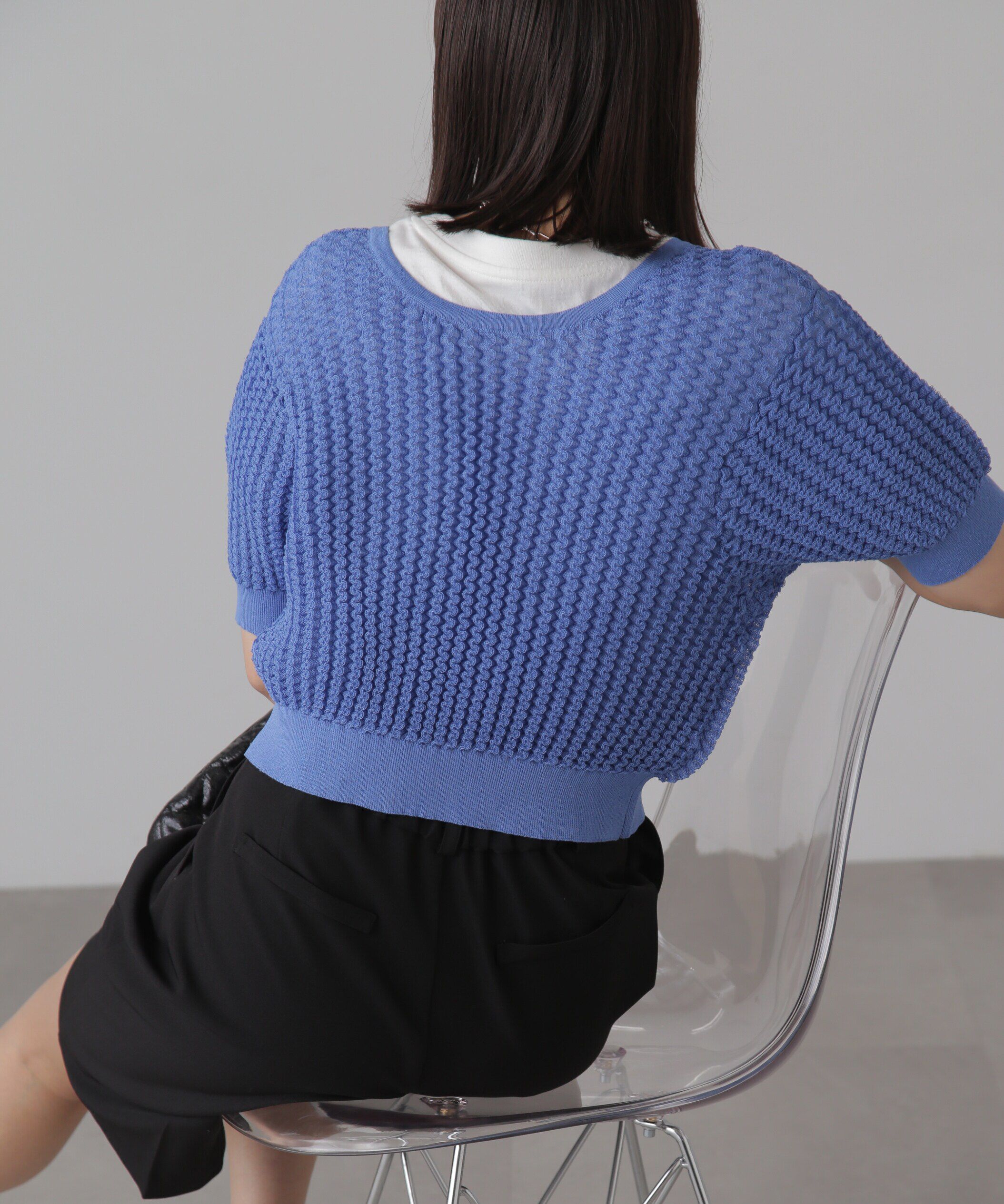  「ウェーブ柄2wayニットカーディガン」|ニット・セーター|