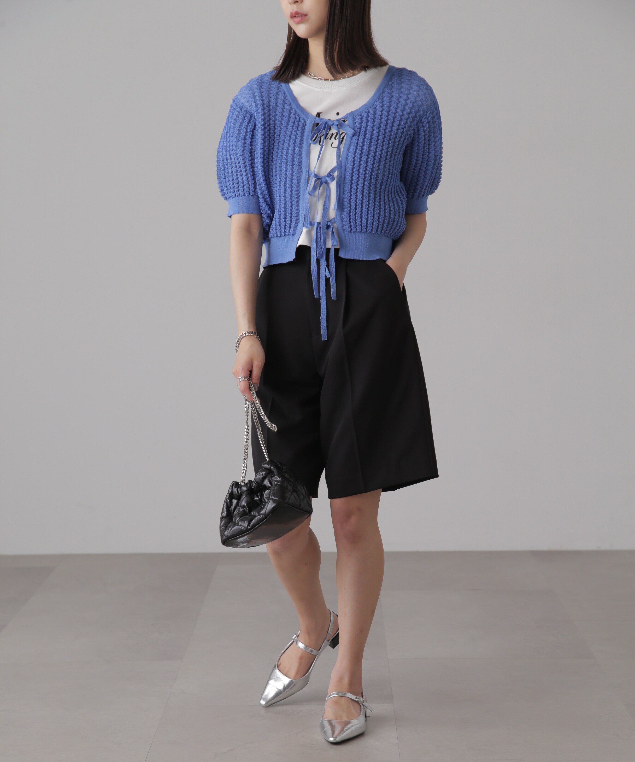  「ウェーブ柄2wayニットカーディガン」|ニット・セーター|