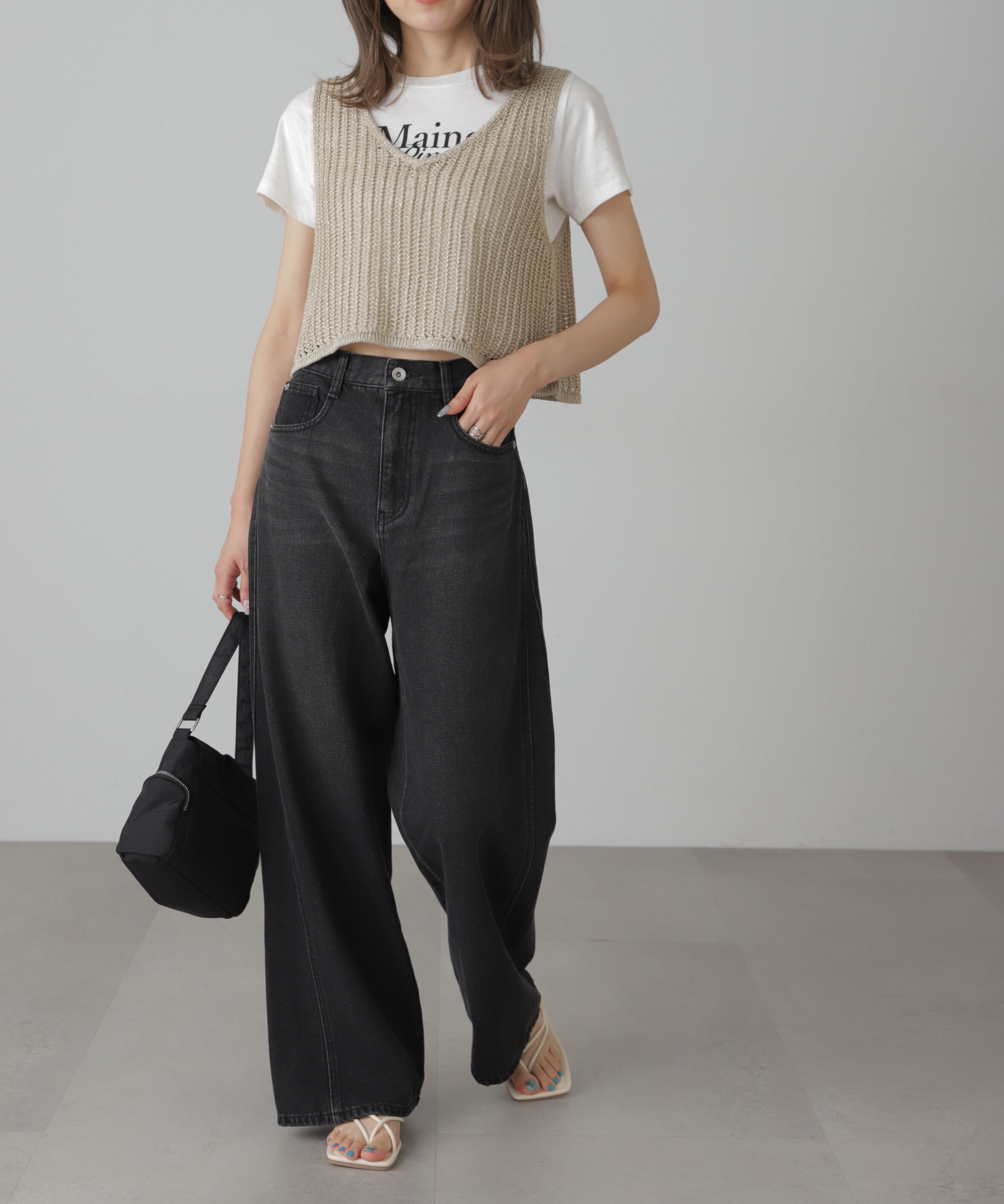  「[XS-Lサイズ展開]サイドパネルヴィンテージライクワイドデニム」|その他|