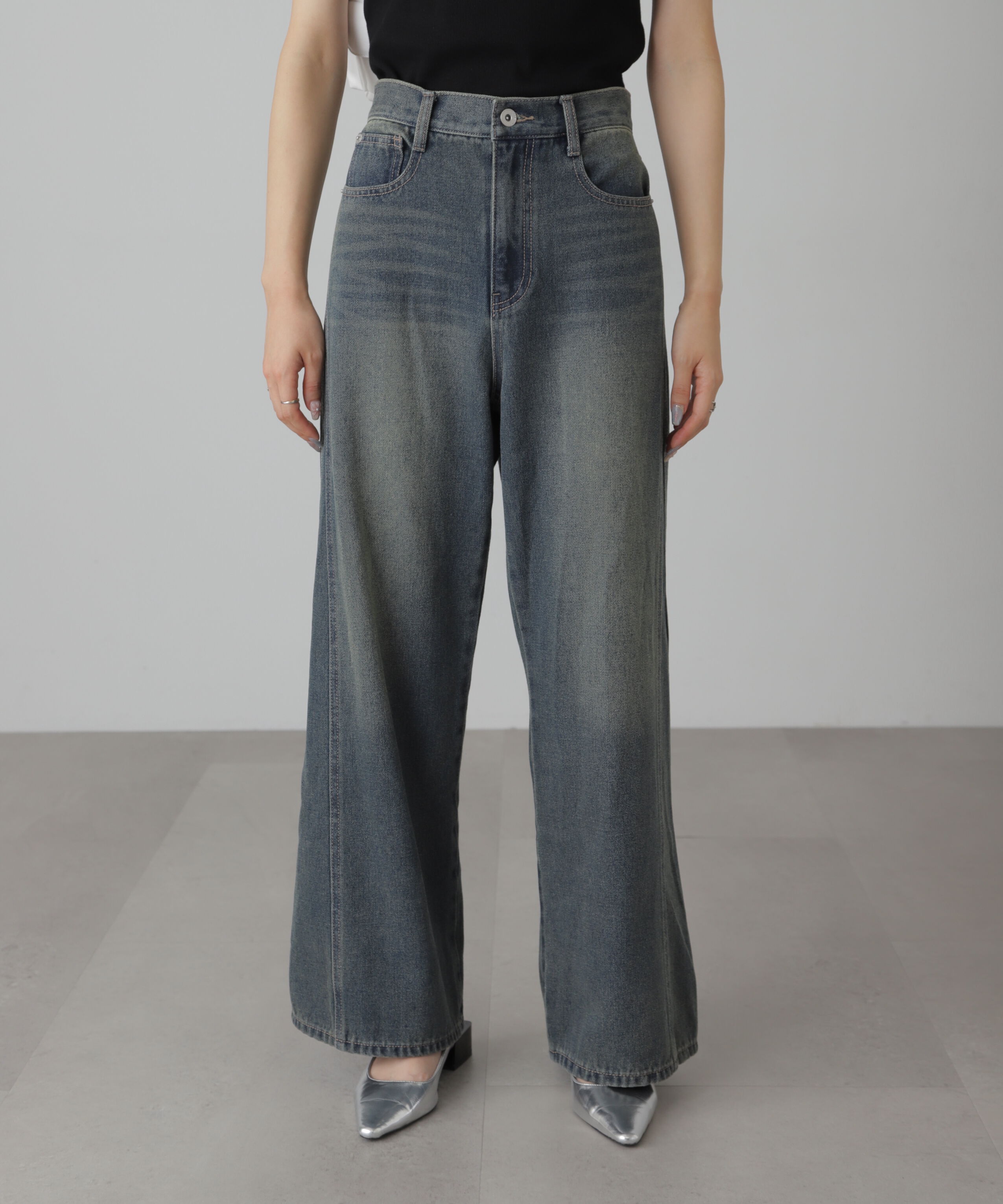  「[XS-Lサイズ展開]サイドパネルヴィンテージライクワイドデニム」|その他|