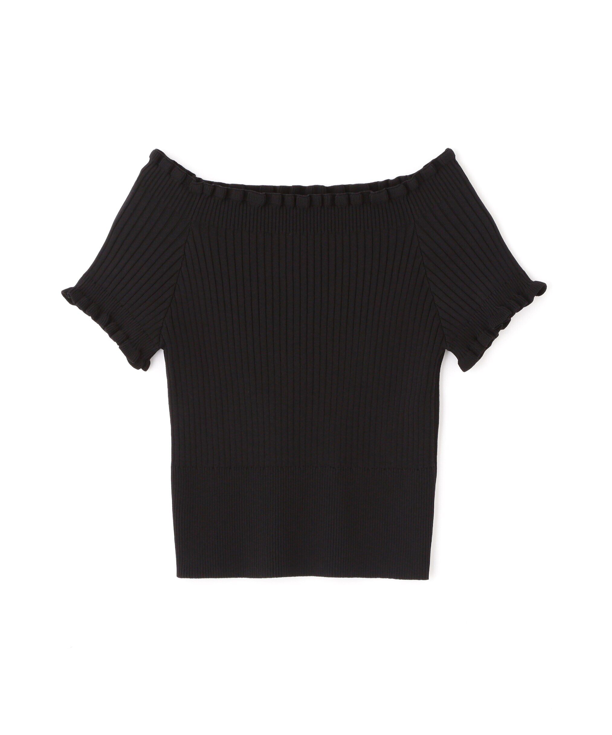  「2wayオフショルフリルリブ半袖ニット」|ニット・セーター|
