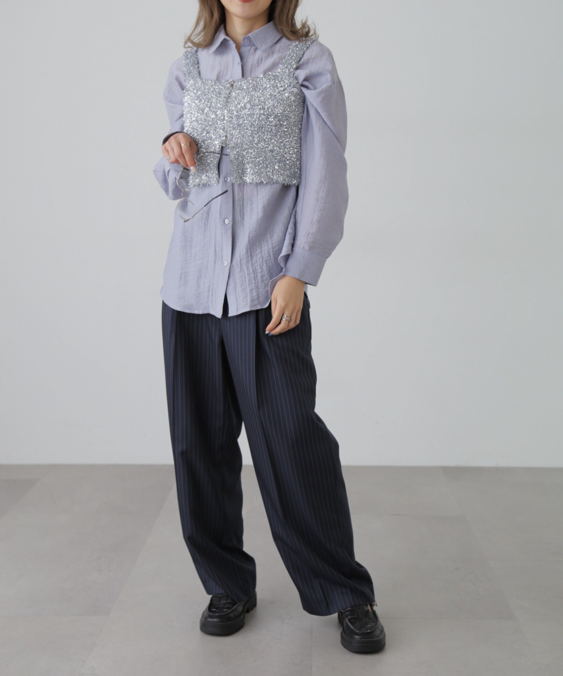  「シャギーラメニットビスチェ」|ニット・セーター|