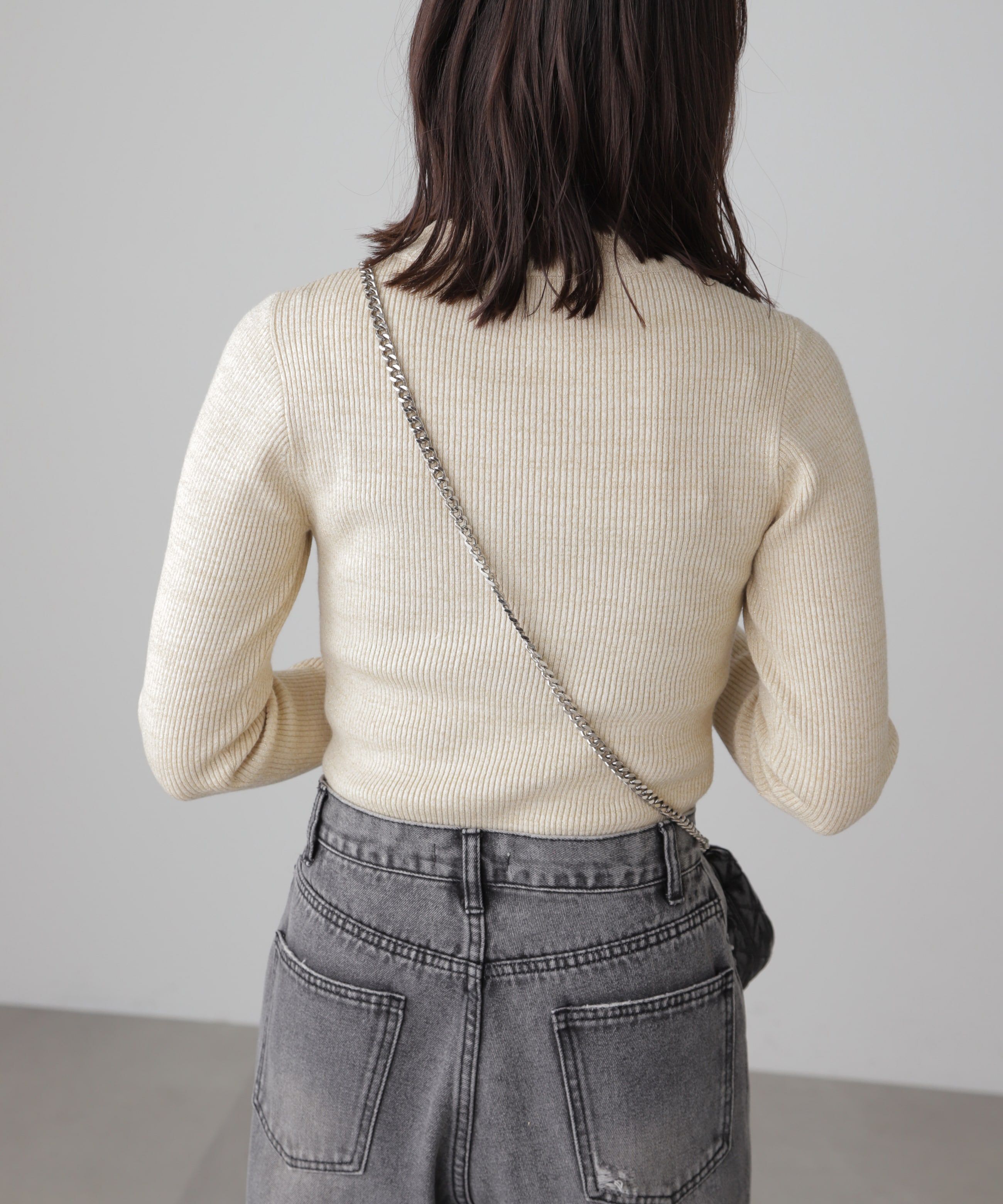  「ラメボトルネックリブニット」|ニット・セーター|