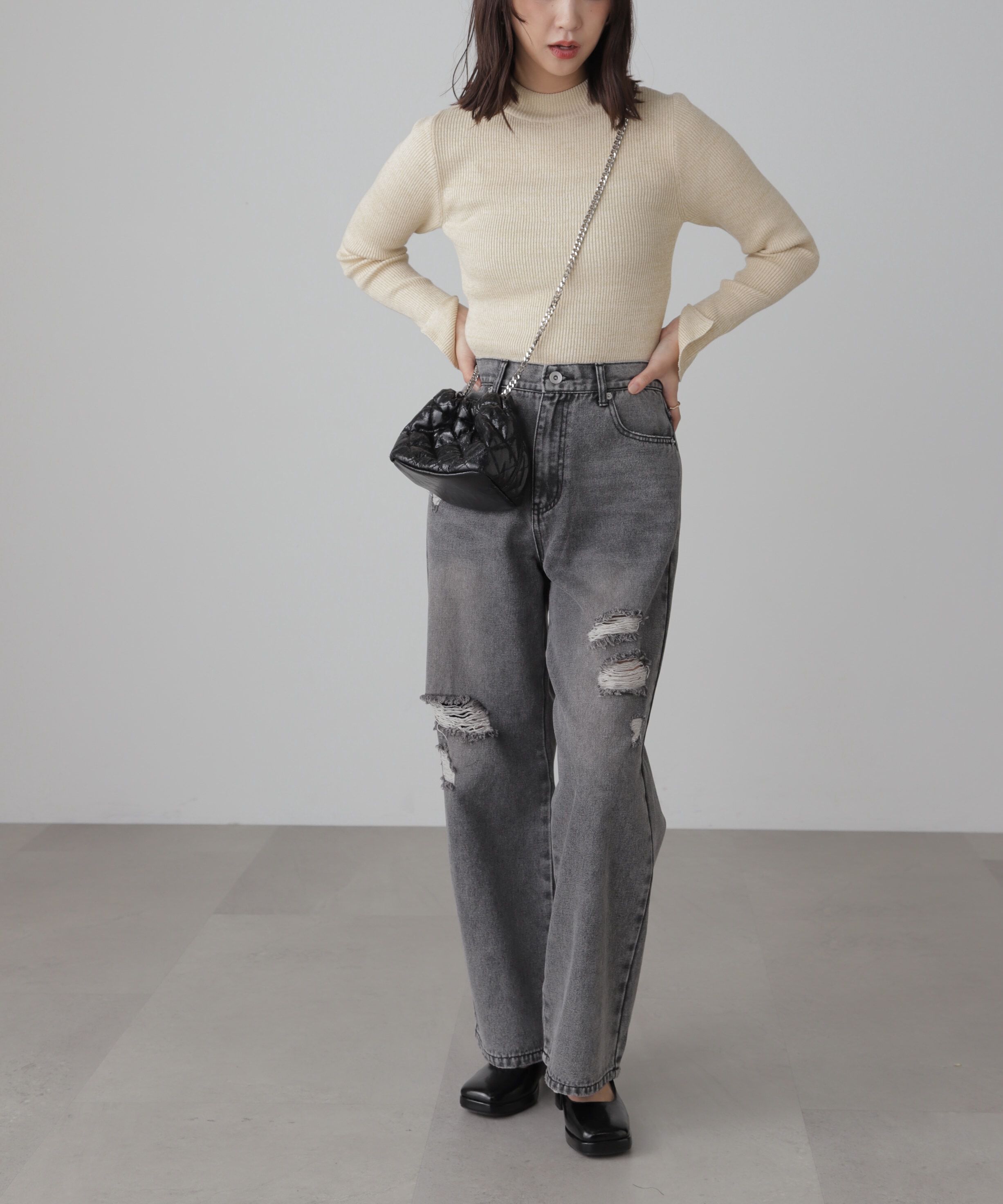  「ラメボトルネックリブニット」|ニット・セーター|