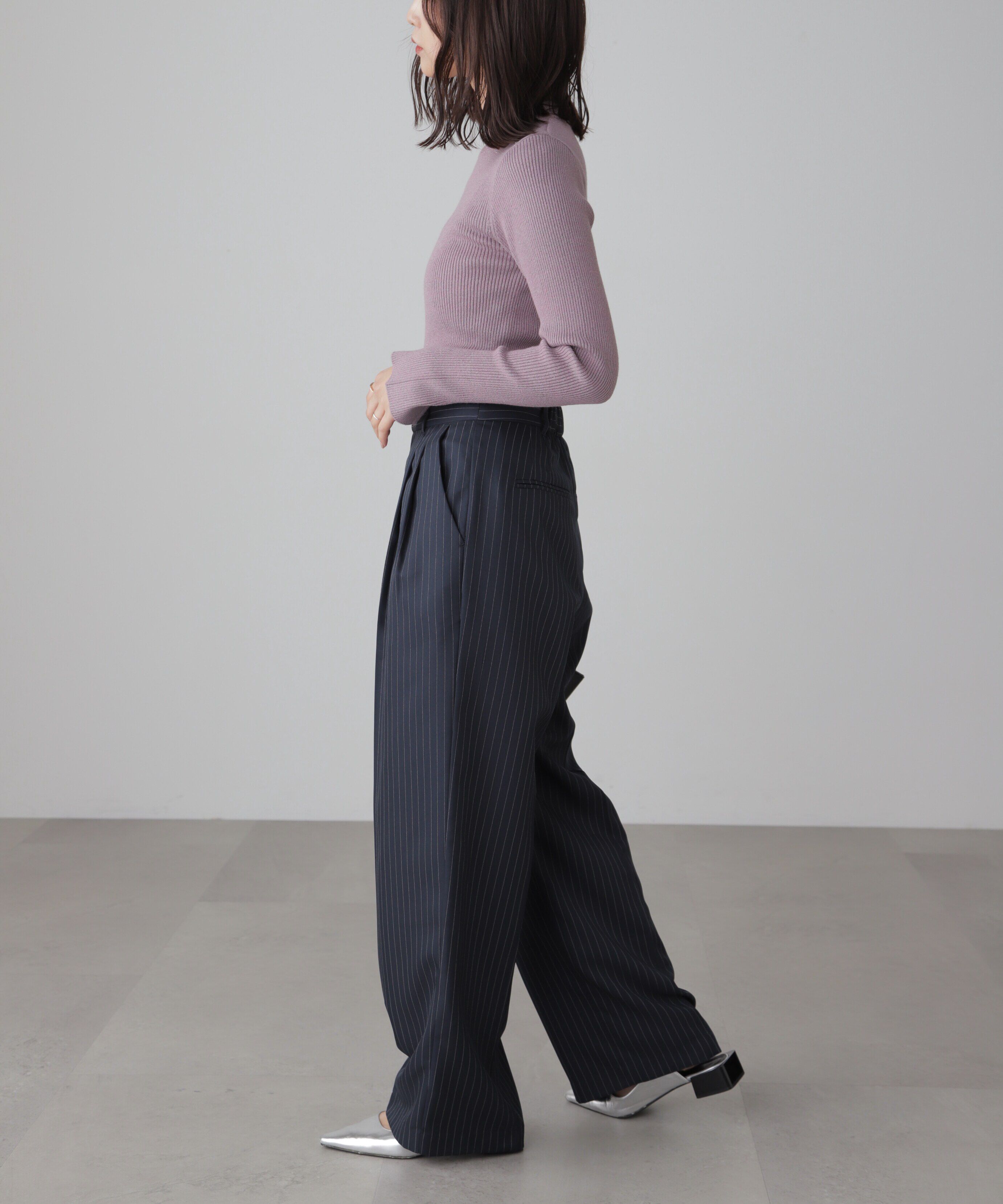  「ラメボトルネックリブニット」|ニット・セーター|