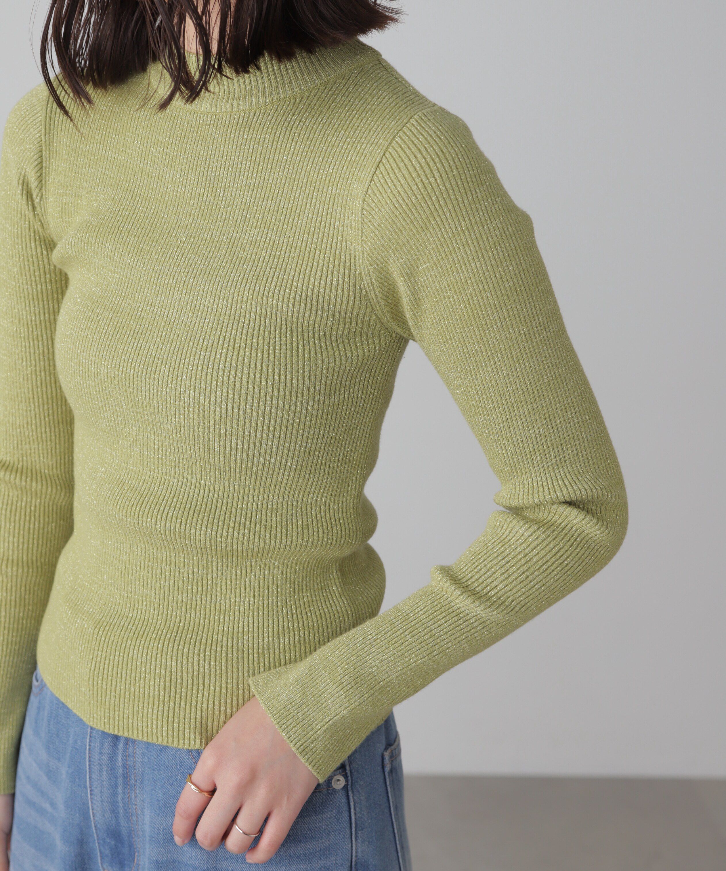  「ラメボトルネックリブニット」|ニット・セーター|