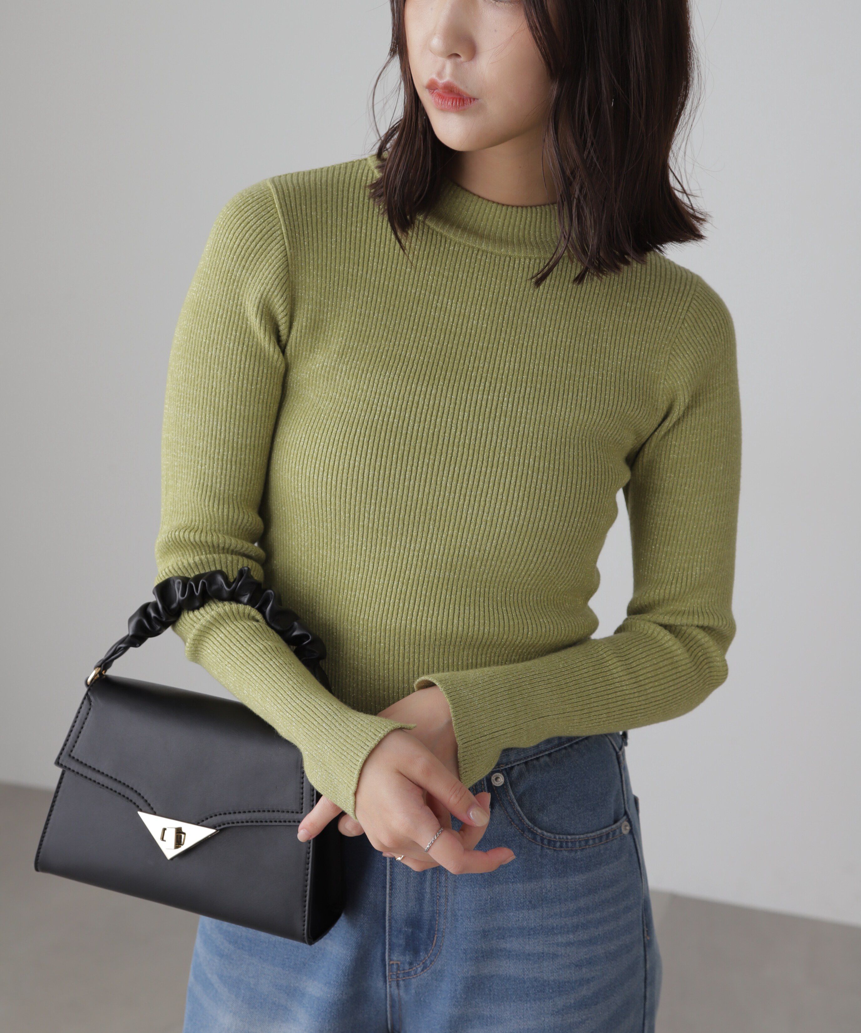  「ラメボトルネックリブニット」|ニット・セーター|