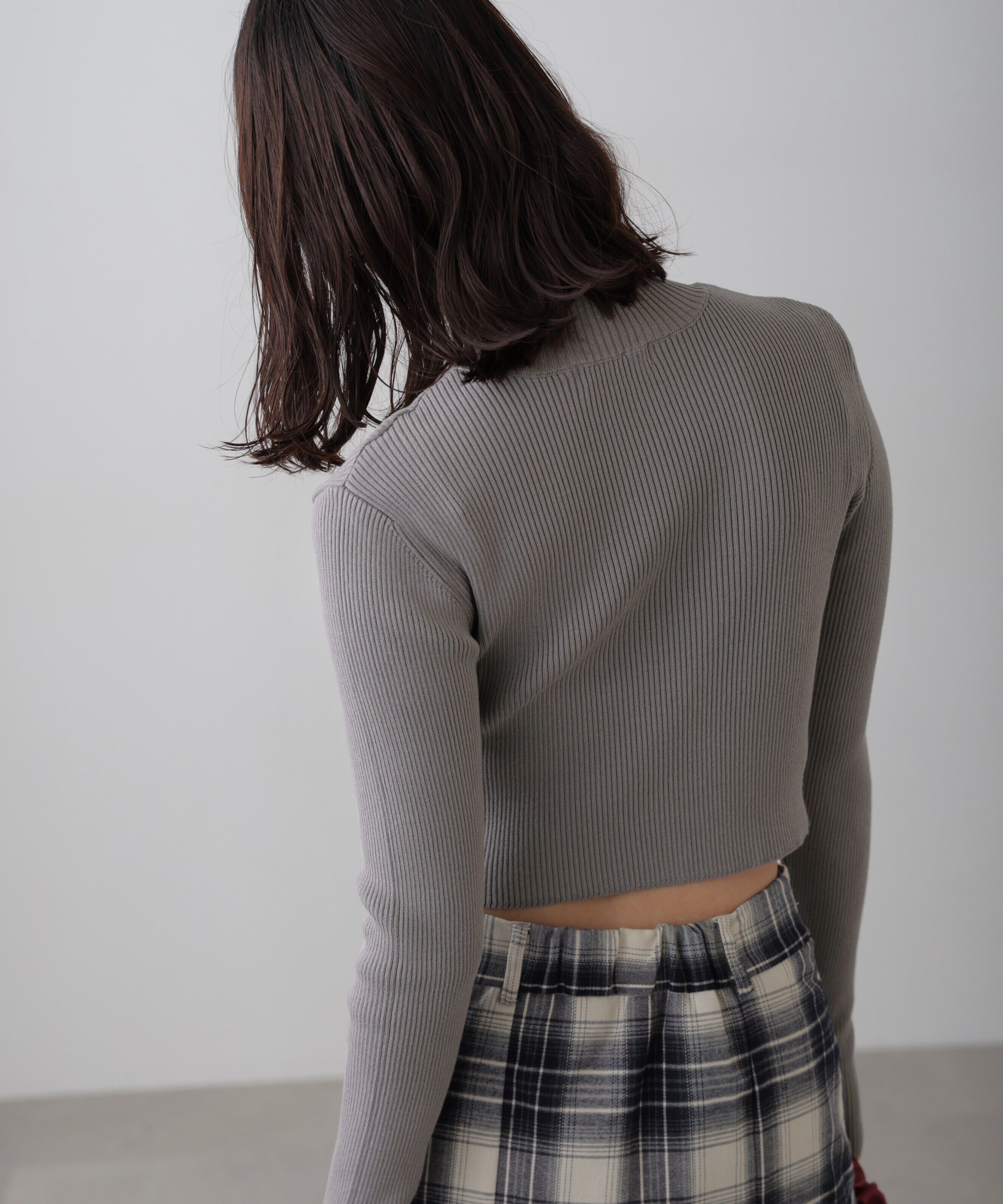  「〈洗える〉マシンウォッシャブルハイネックショート丈ニット」|ニット・セーター|