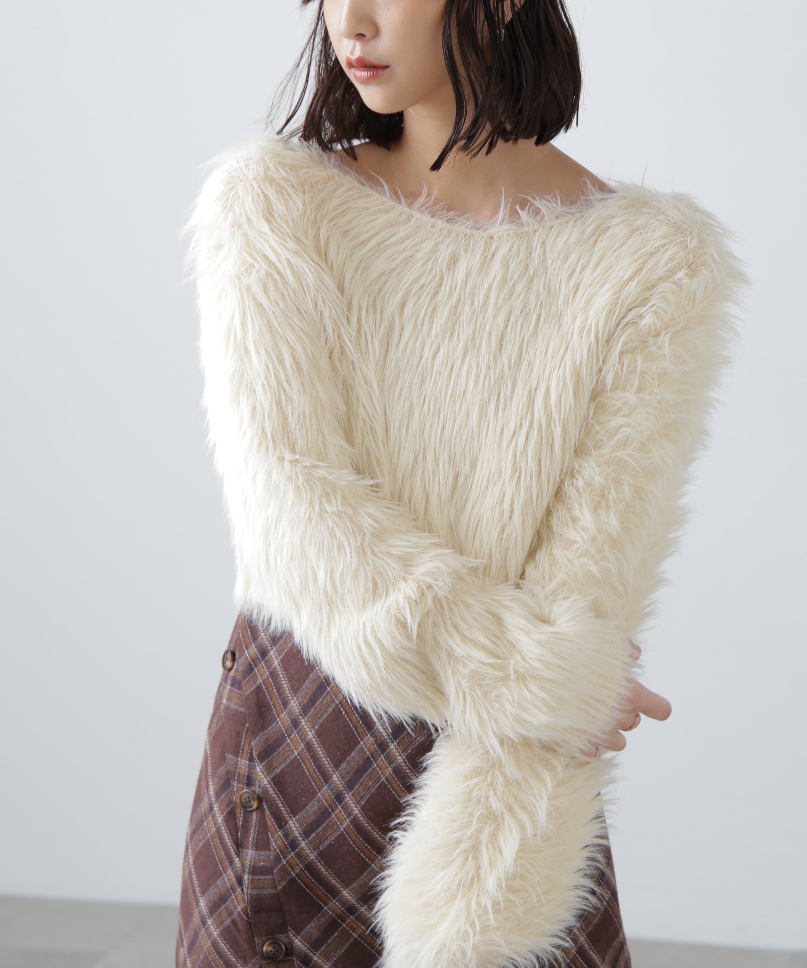  「ショート丈ロングシャギーニット」|ニット・セーター|