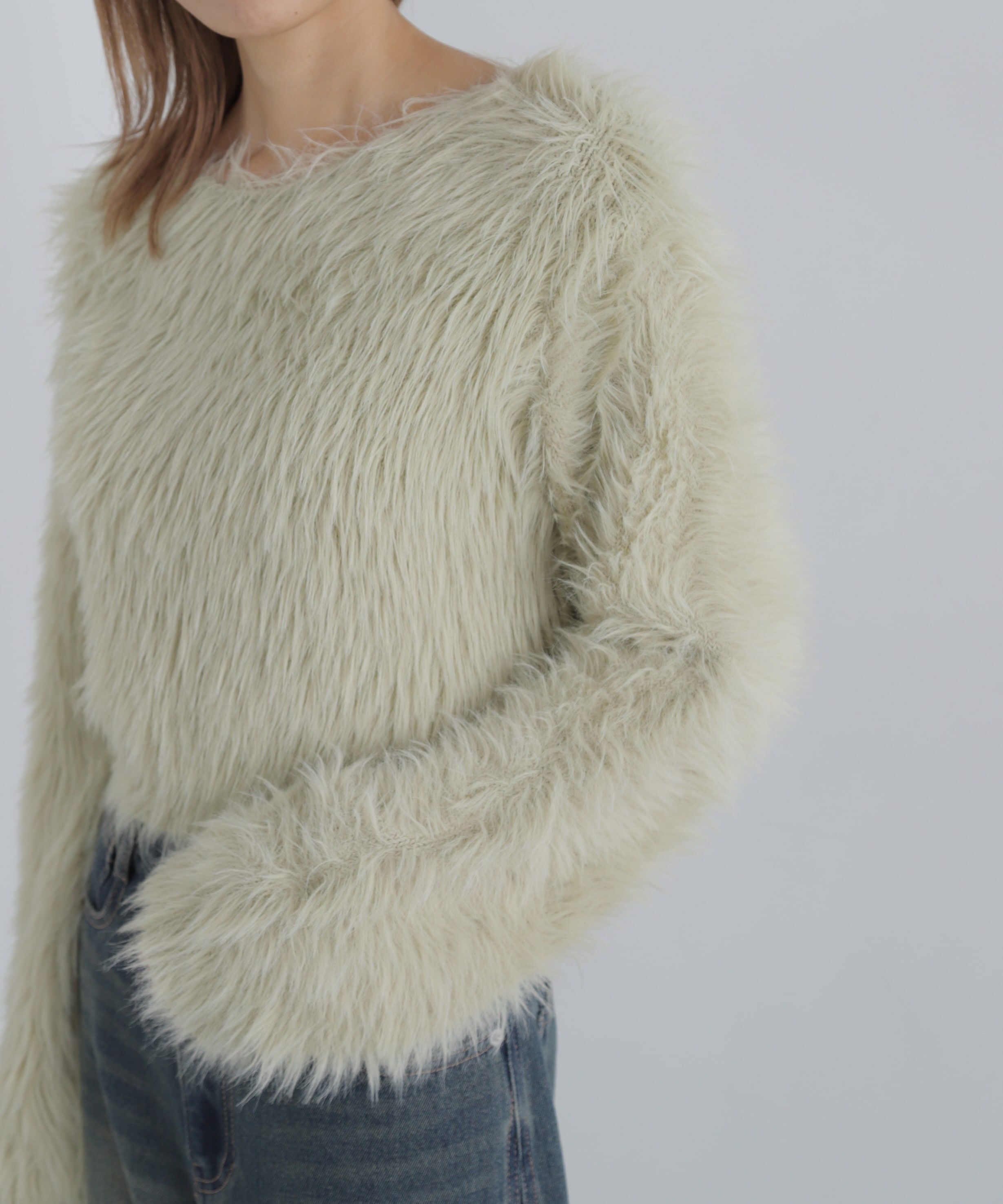  「ショート丈ロングシャギーニット」|ニット・セーター|