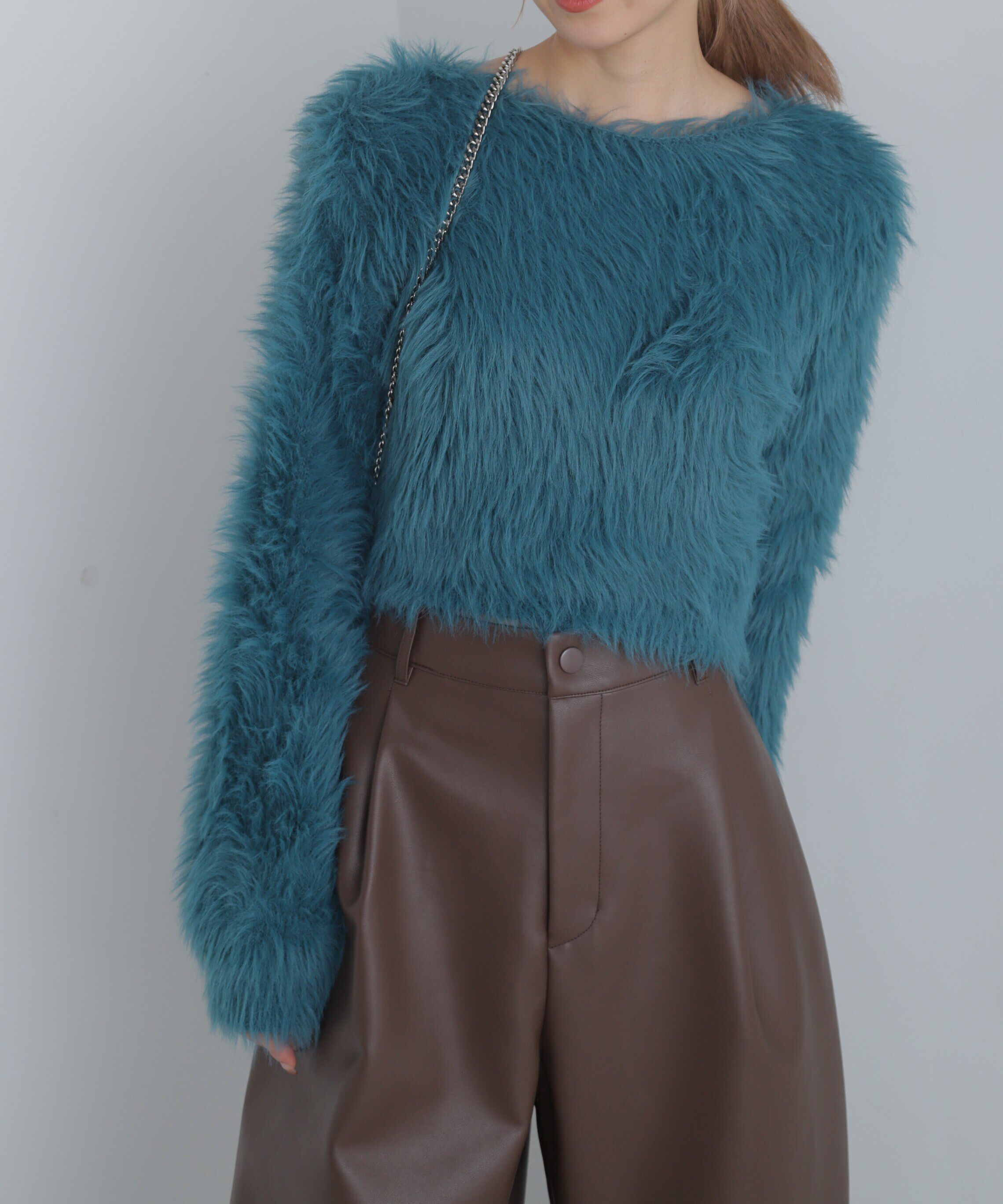  「ショート丈ロングシャギーニット」|ニット・セーター|