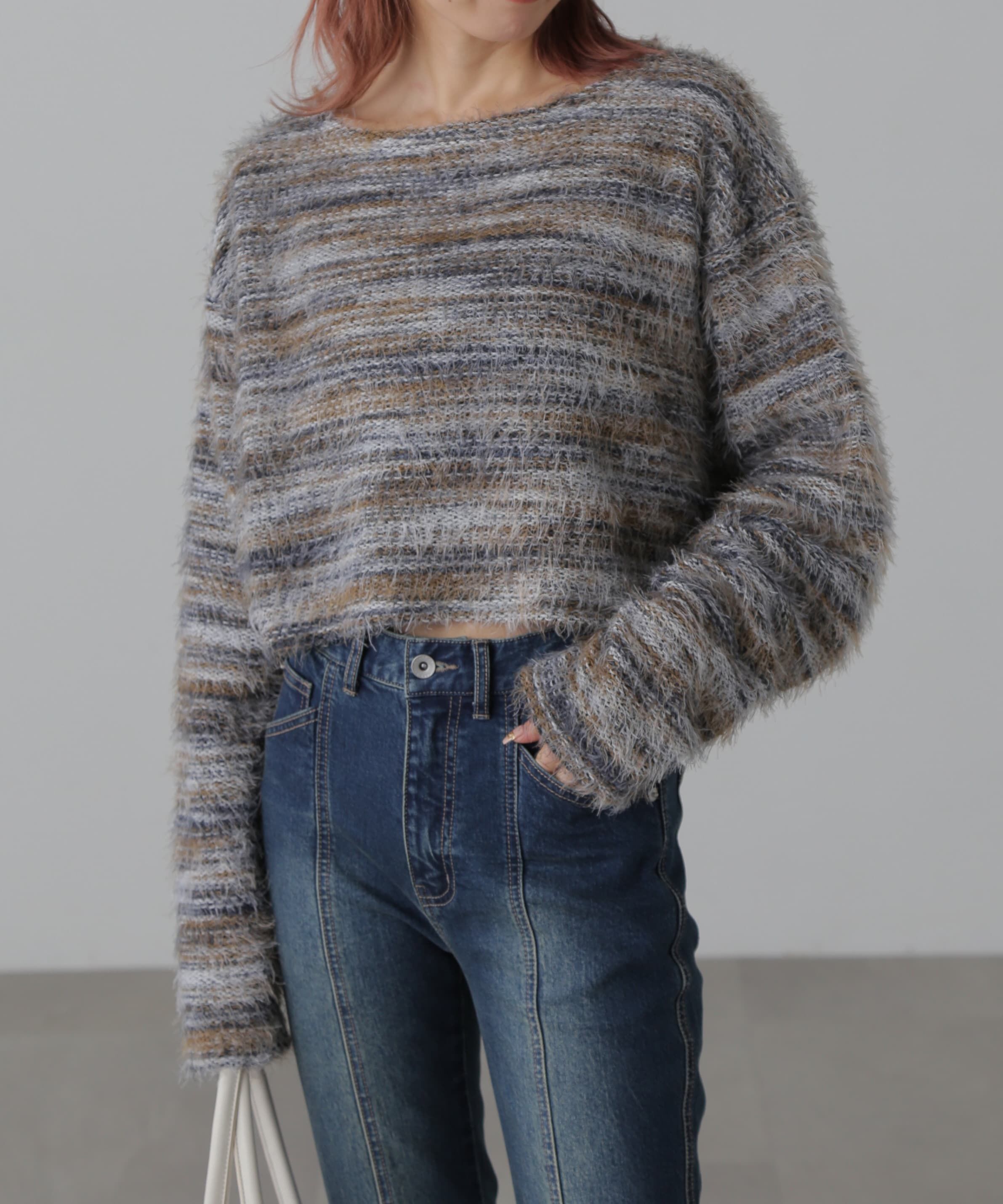  「シャギーグラデーションボーダーニット」|ニット・セーター|