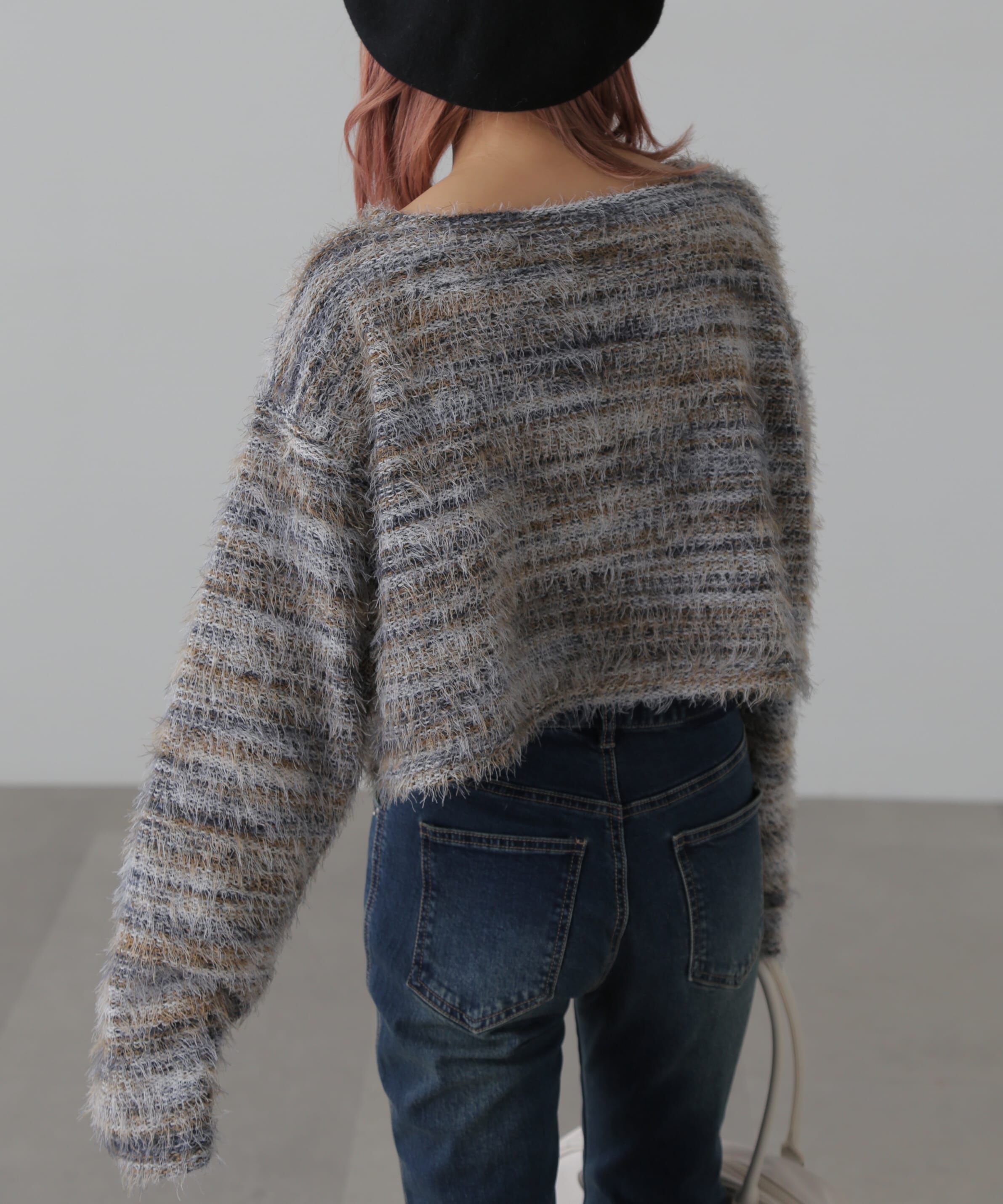  「シャギーグラデーションボーダーニット」|ニット・セーター|