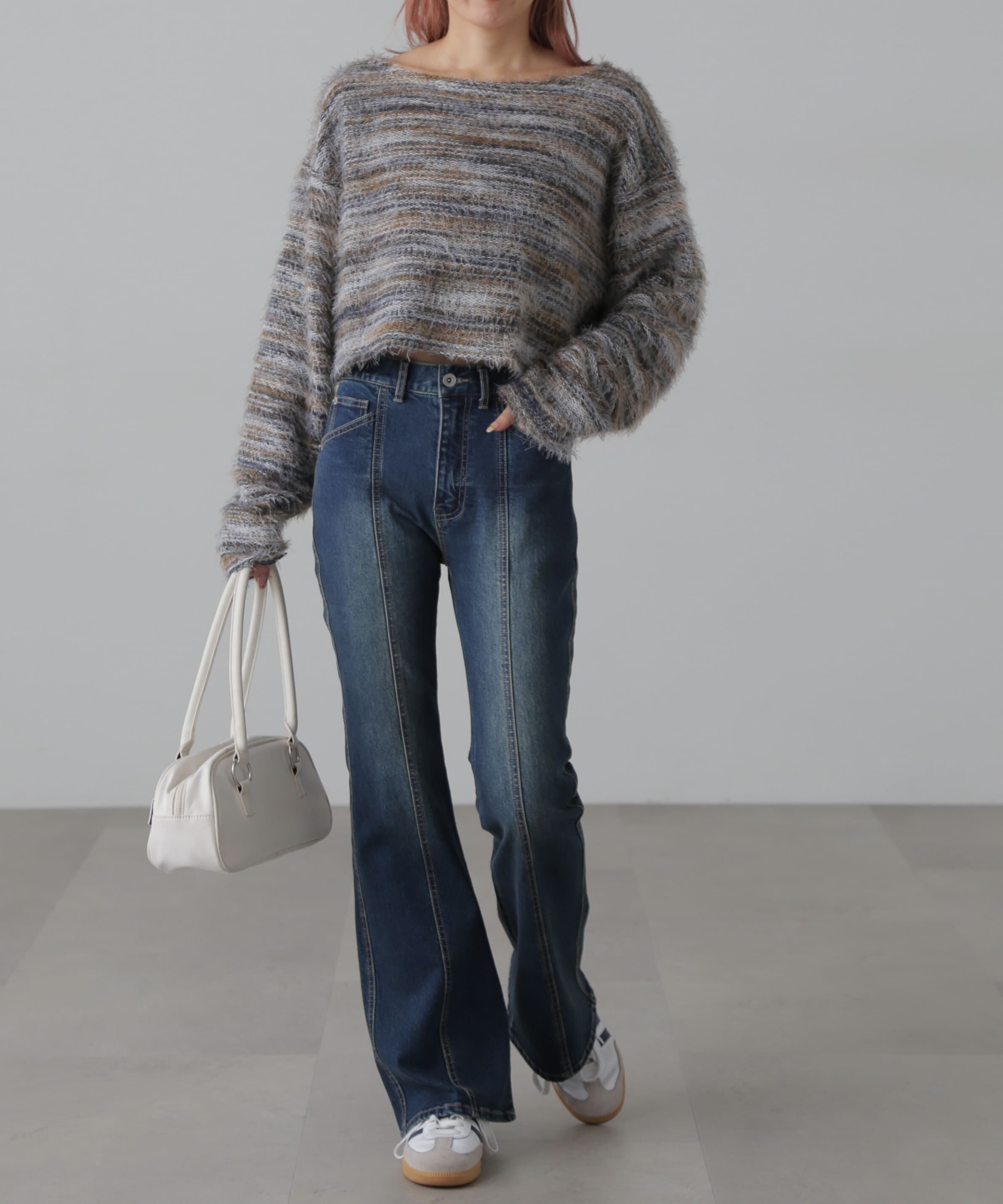  「シャギーグラデーションボーダーニット」|ニット・セーター|