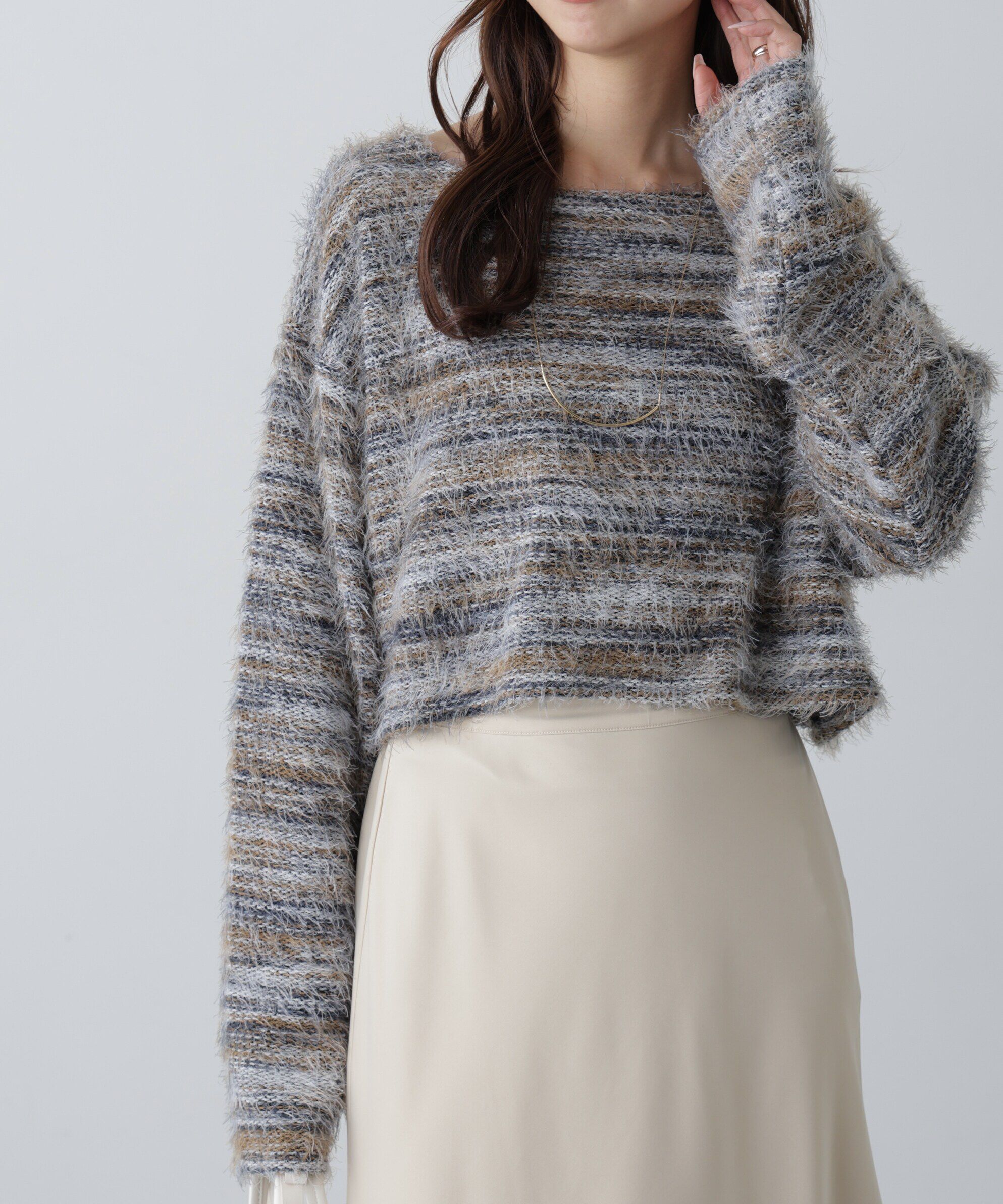  「シャギーグラデーションボーダーニット」|ニット・セーター|