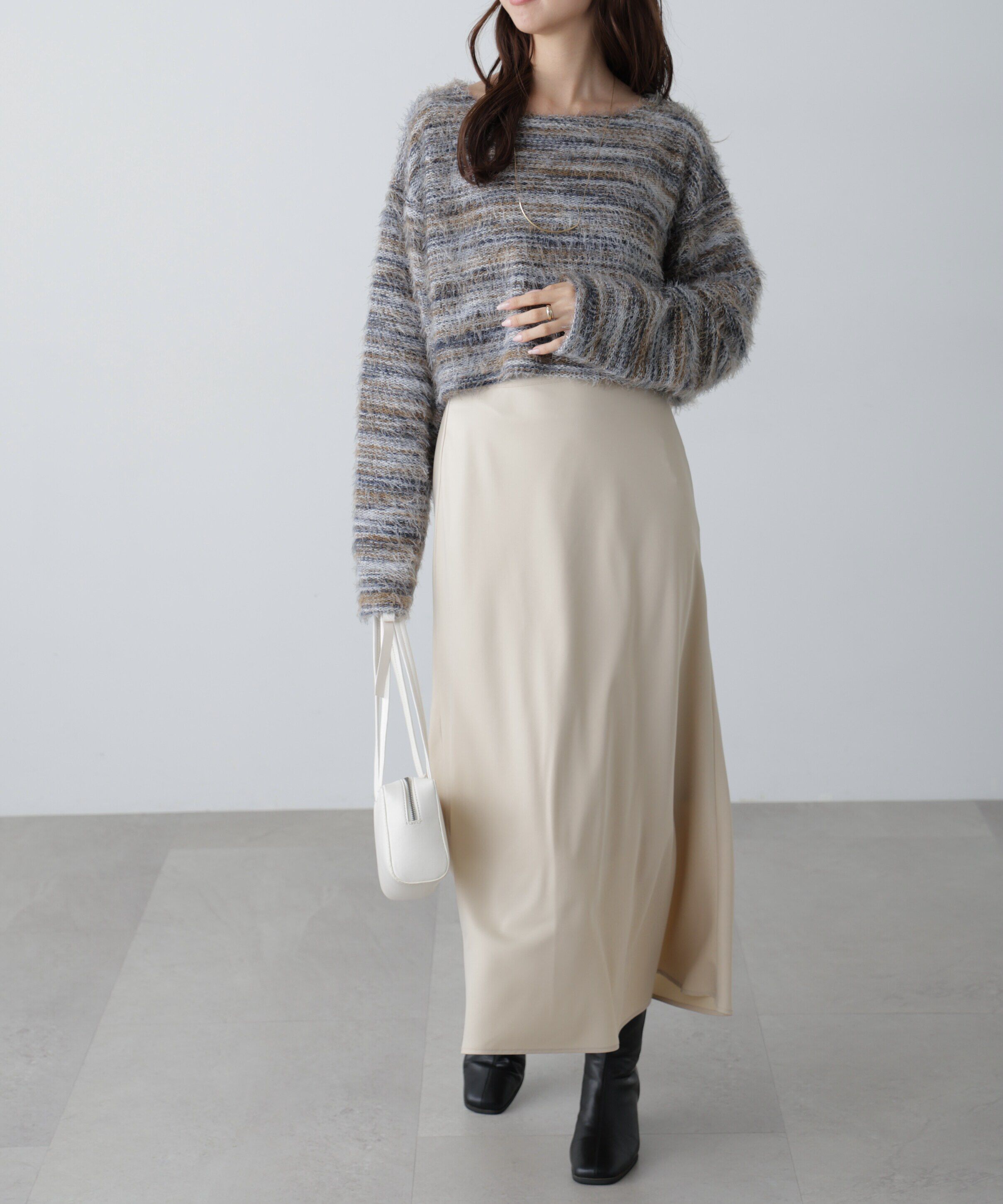  「シャギーグラデーションボーダーニット」|ニット・セーター|