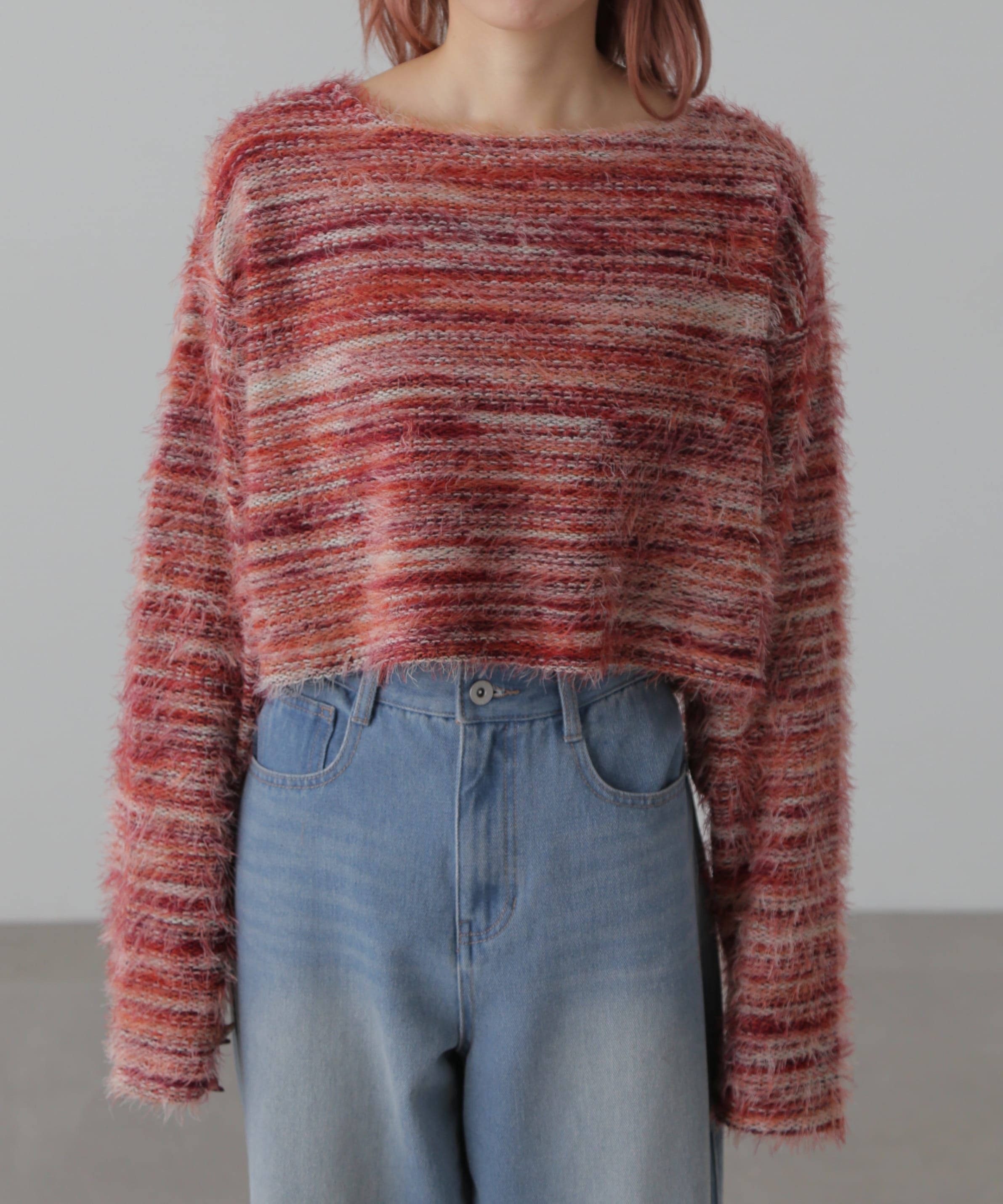  「シャギーグラデーションボーダーニット」|ニット・セーター|