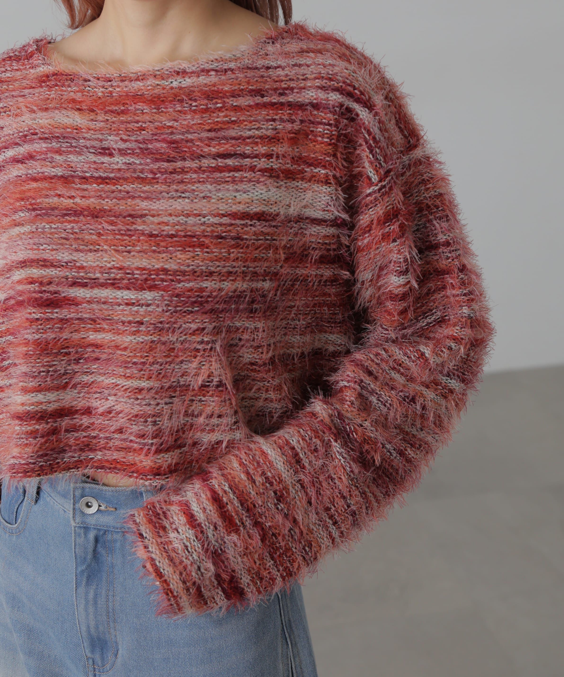  「シャギーグラデーションボーダーニット」|ニット・セーター|