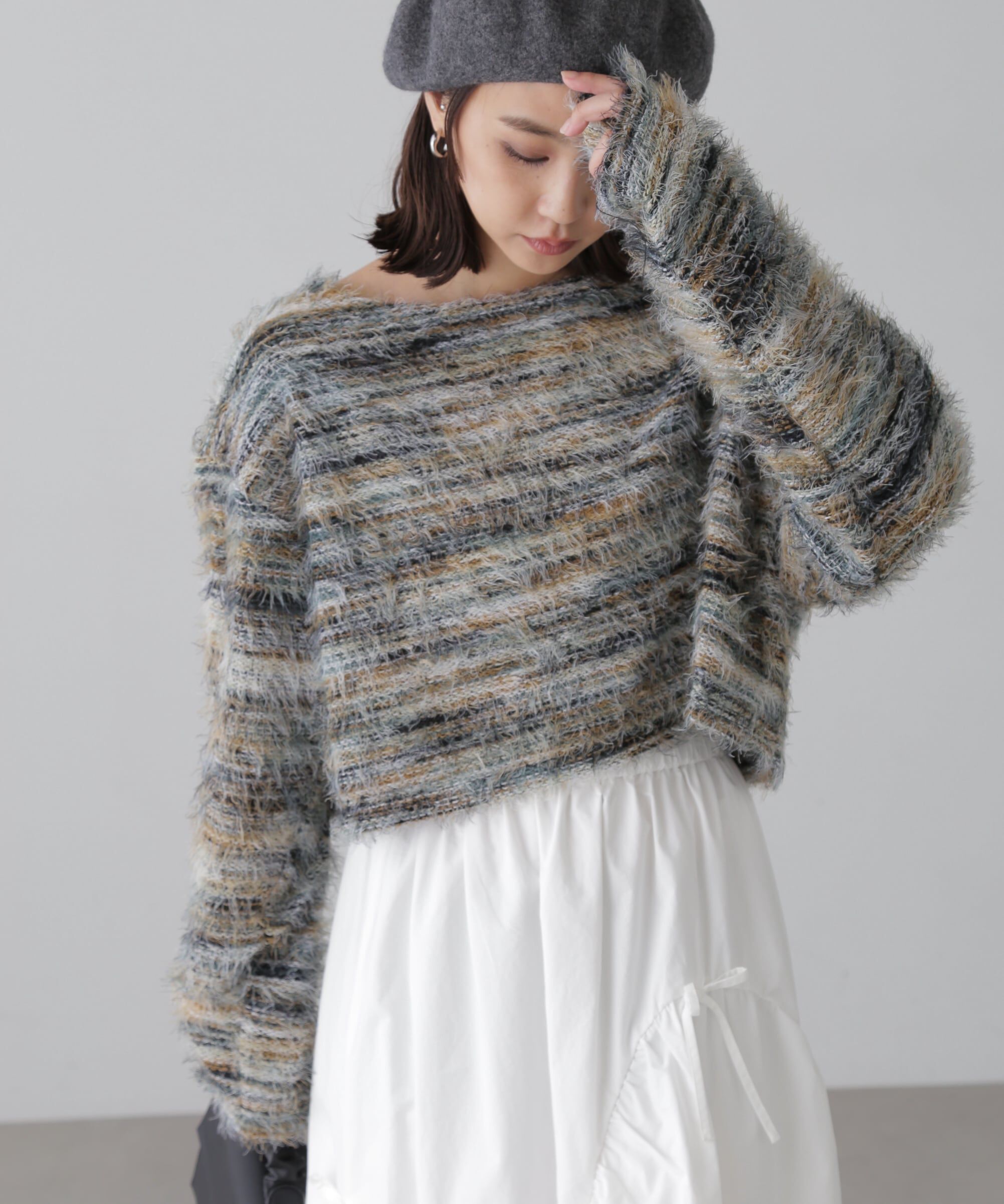  「シャギーグラデーションボーダーニット」|ニット・セーター|