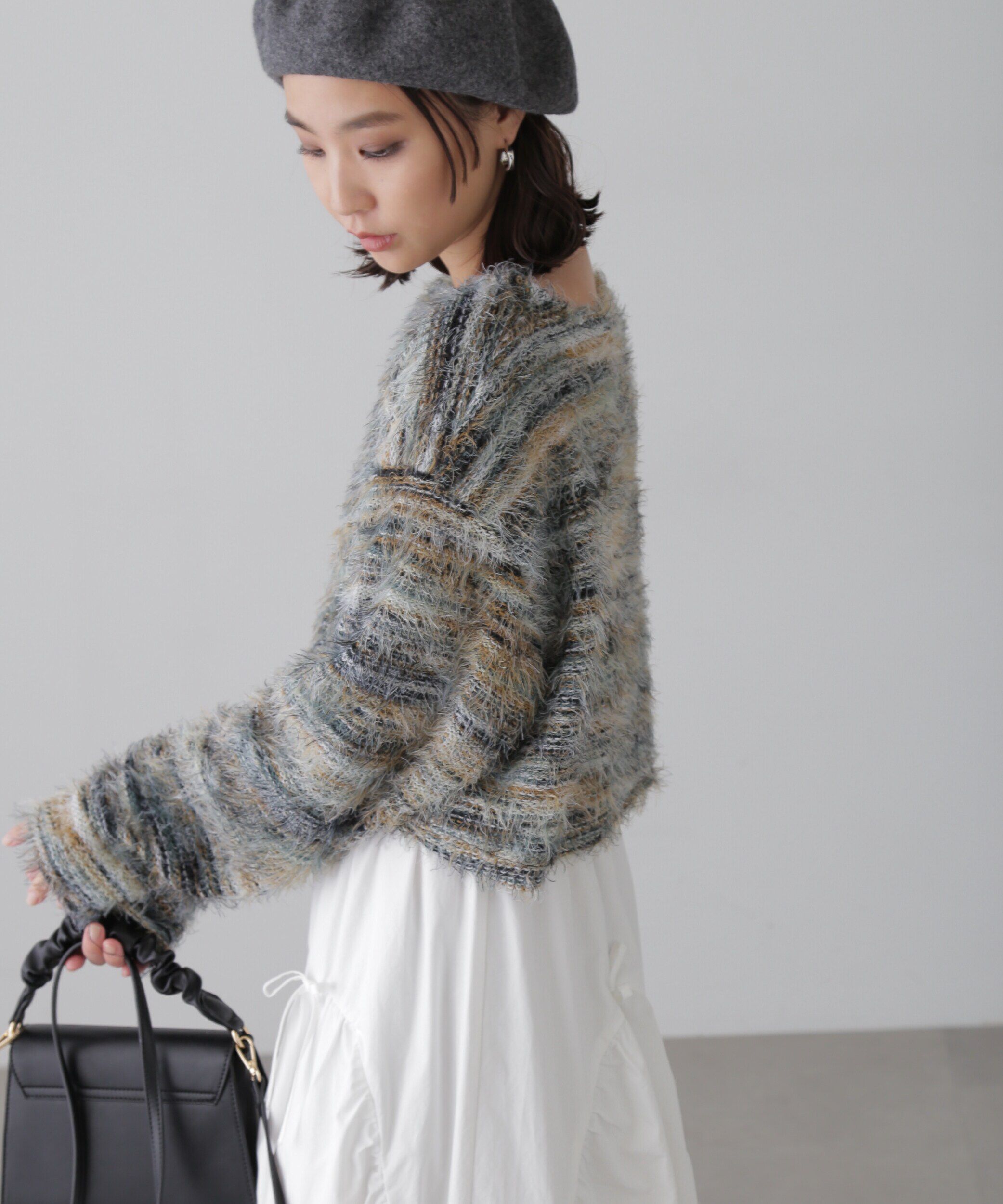  「シャギーグラデーションボーダーニット」|ニット・セーター|