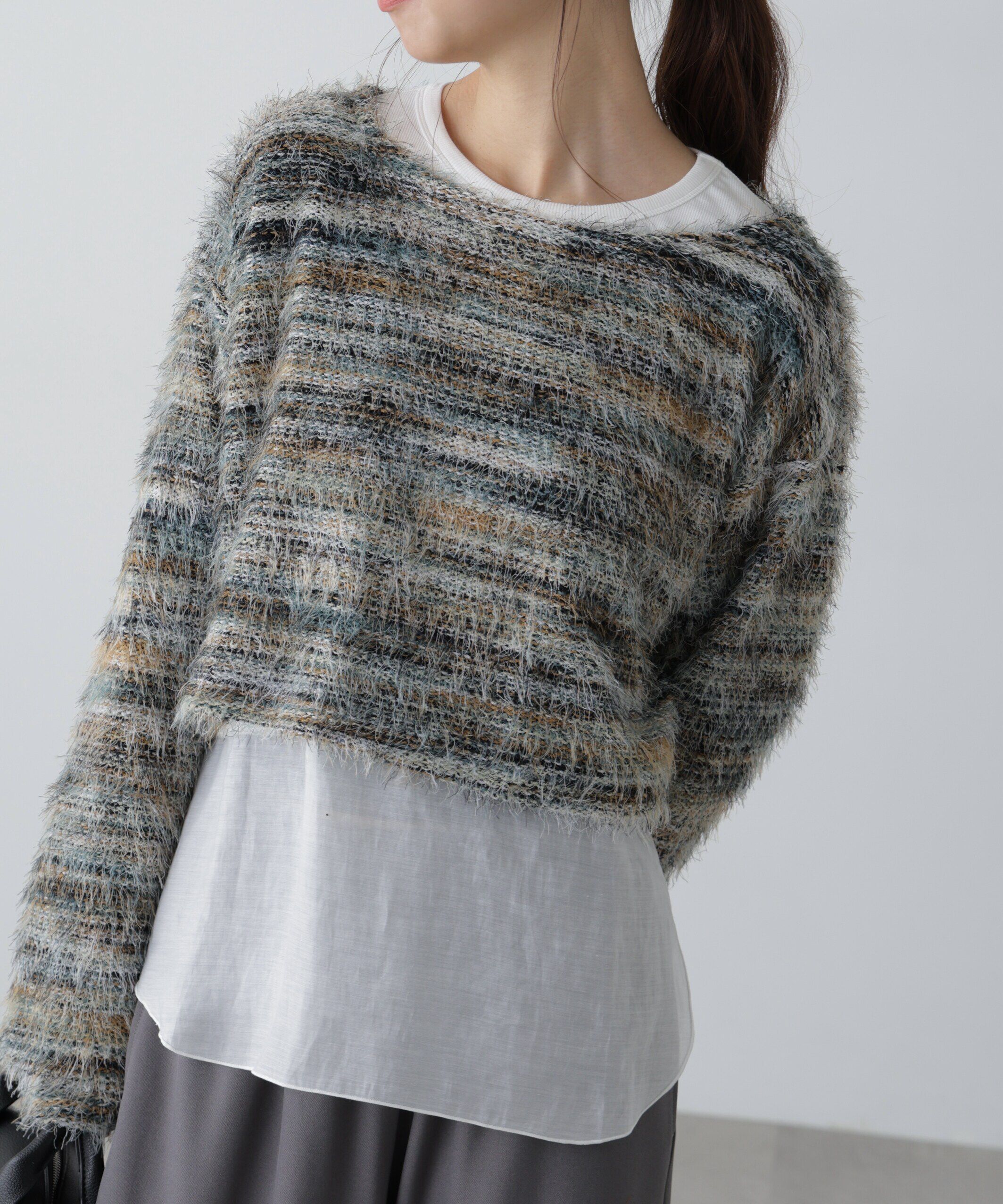  「シャギーグラデーションボーダーニット」|ニット・セーター|