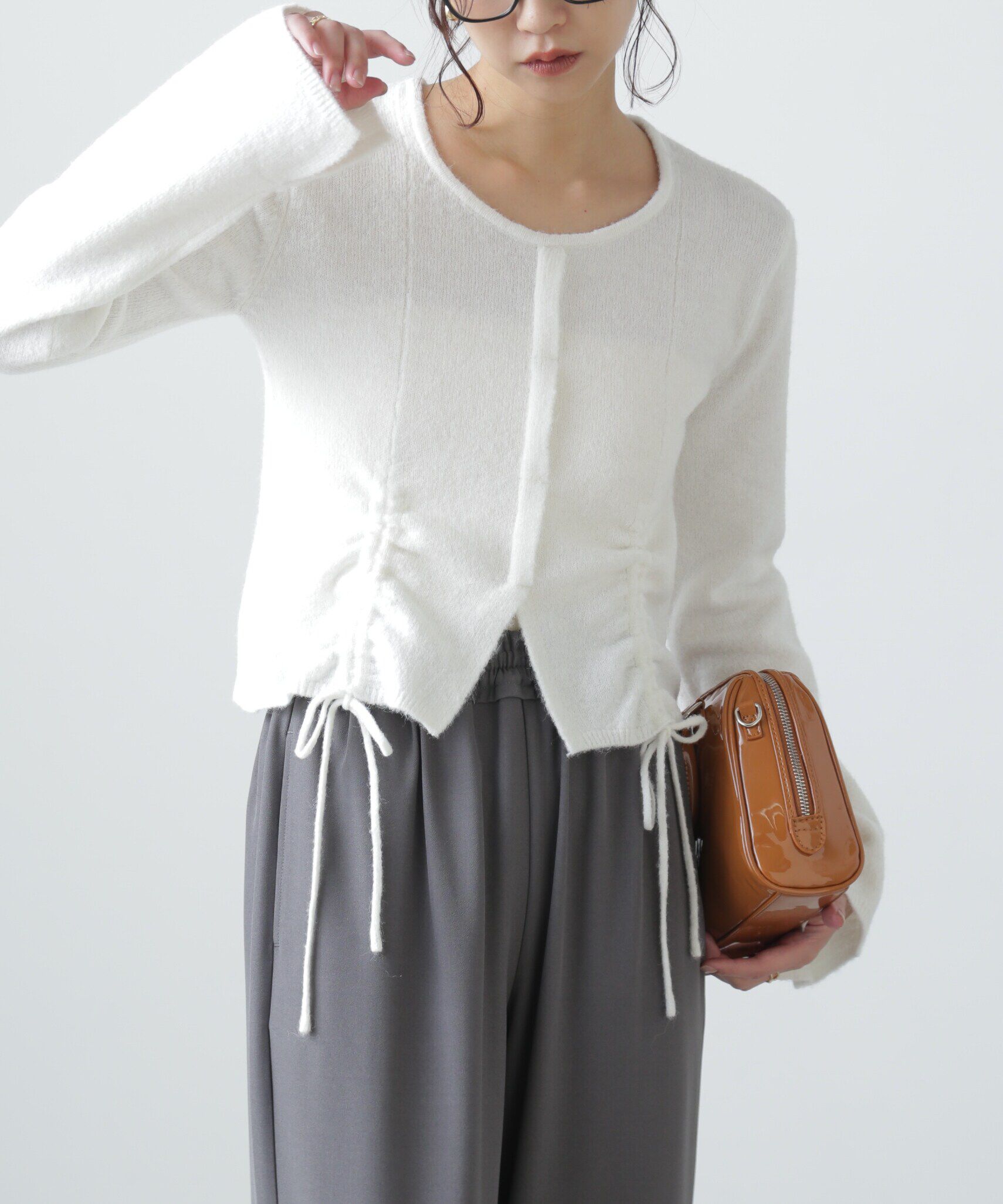  「ドロストクルーネックニット」|ニット・セーター|ホワイト