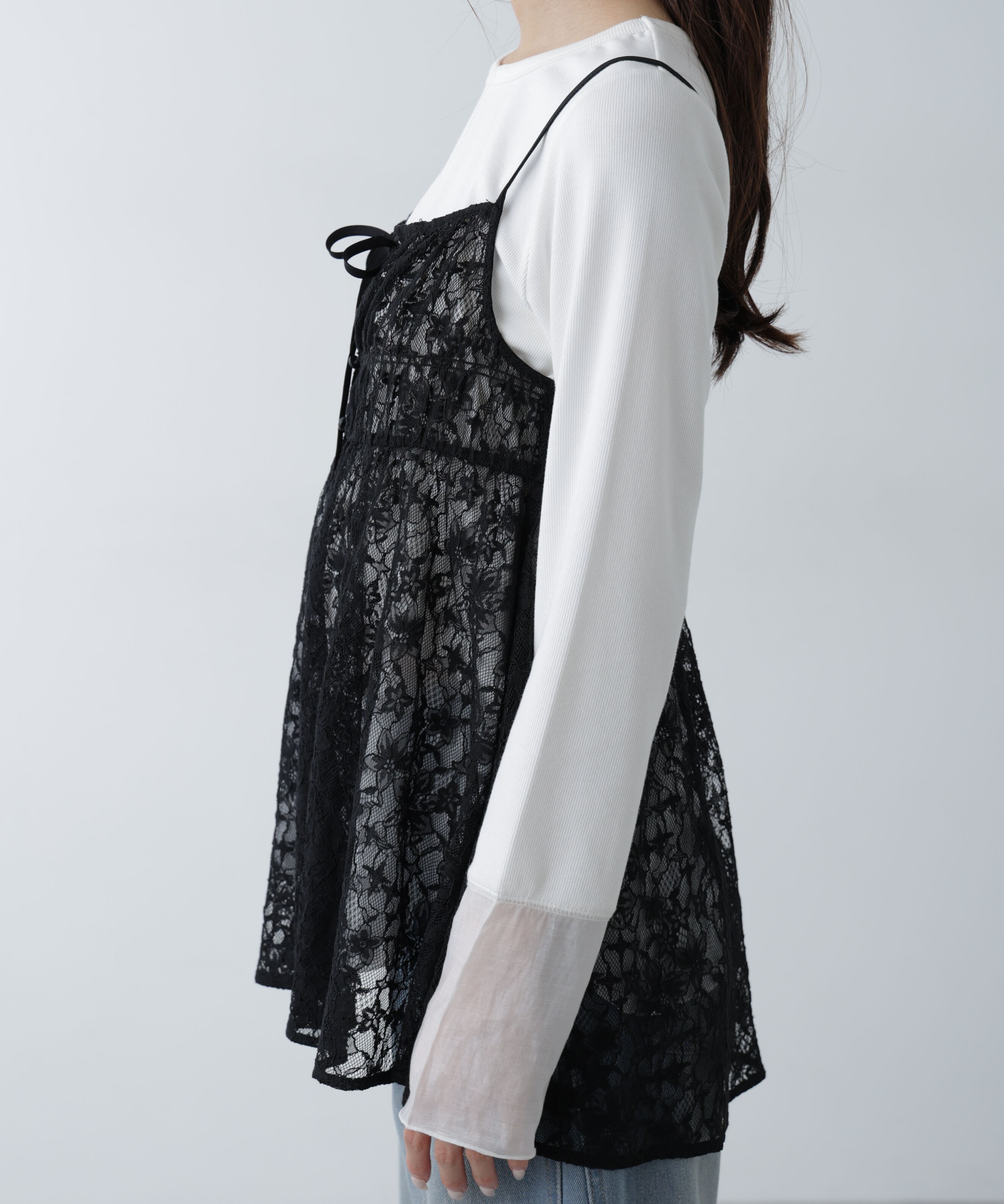  「前後2wayレースチュニックキャミブラウス」|シャツ・ブラウス|