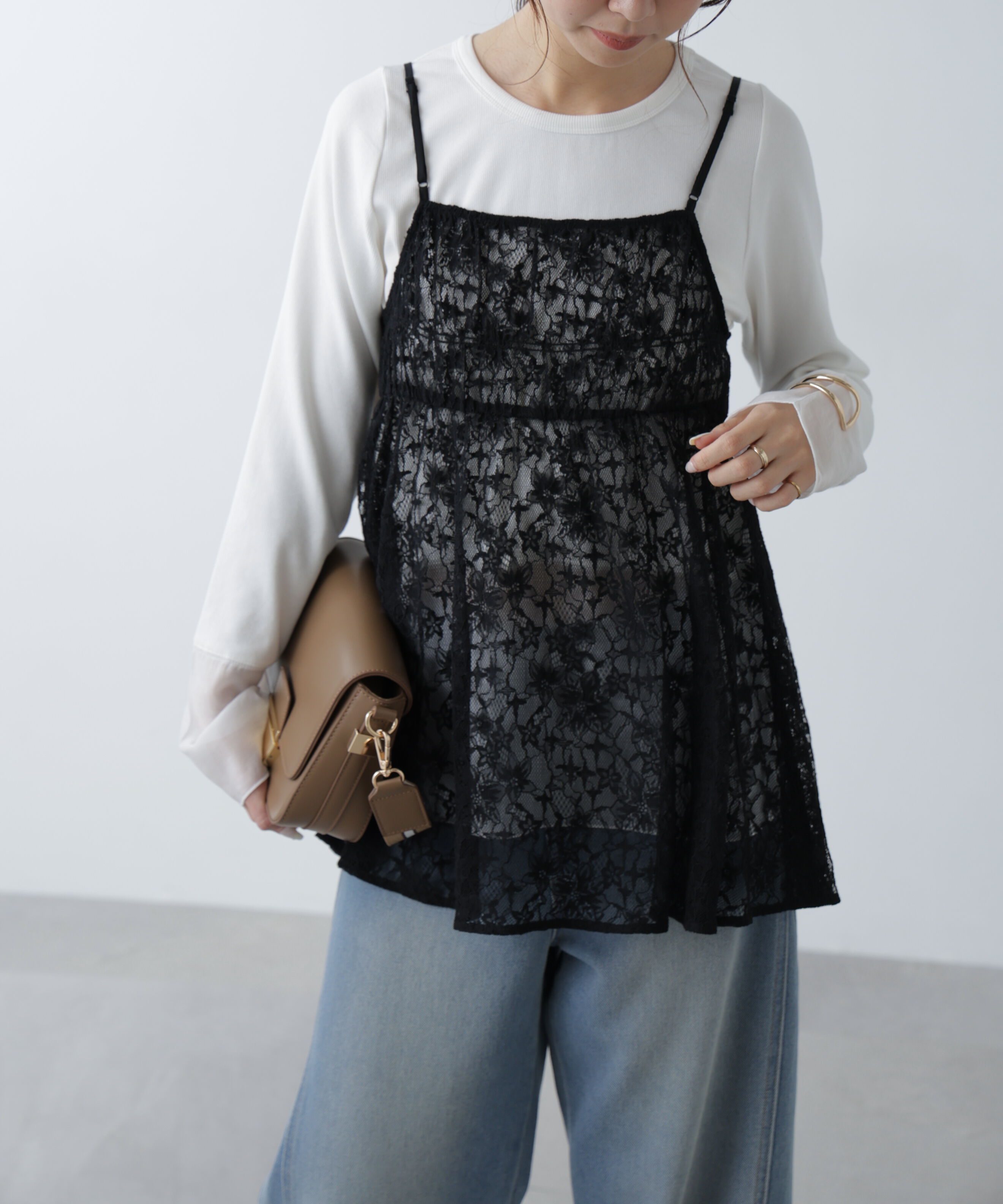  「前後2wayレースチュニックキャミブラウス」|シャツ・ブラウス|