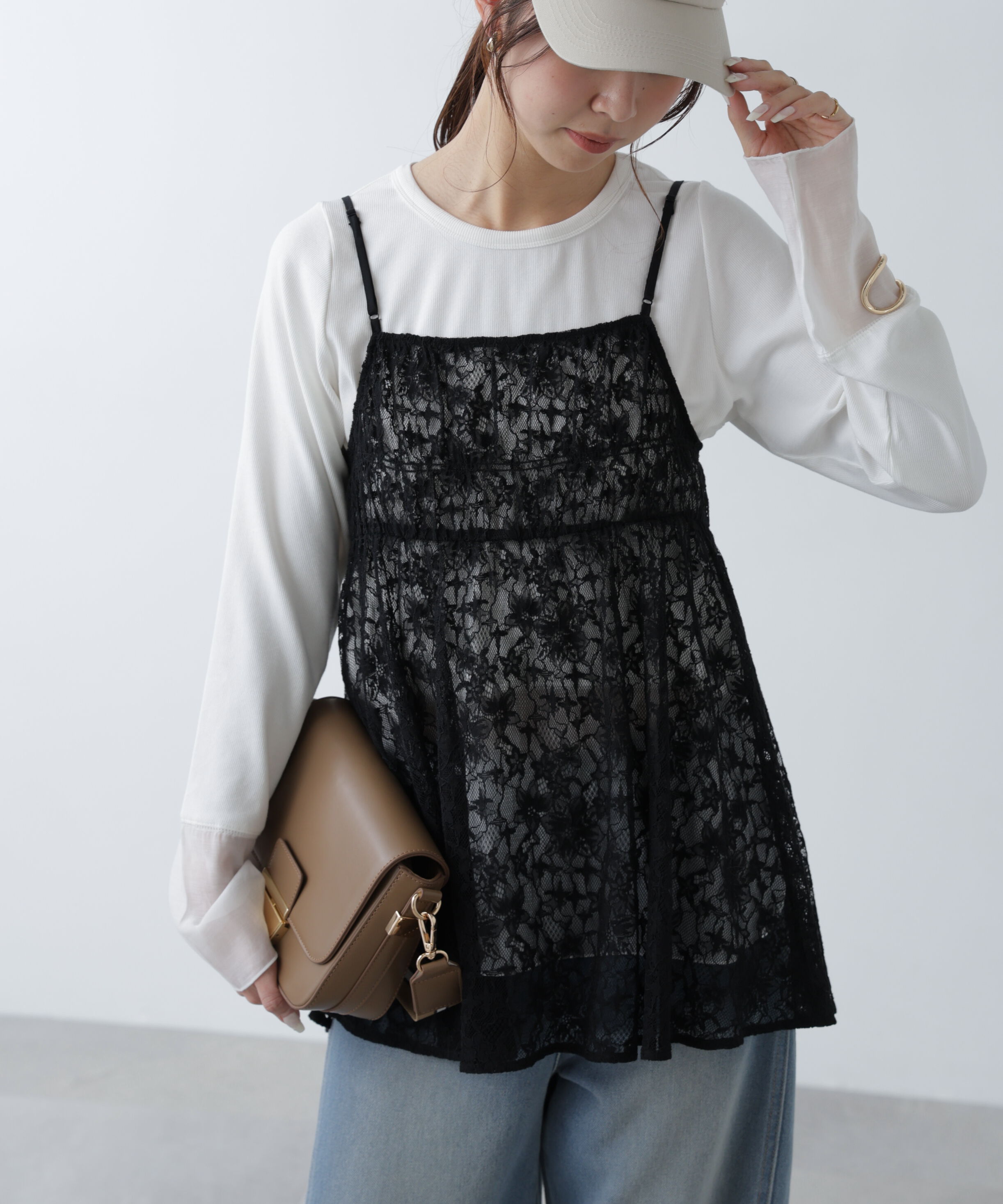  「前後2wayレースチュニックキャミブラウス」|シャツ・ブラウス|