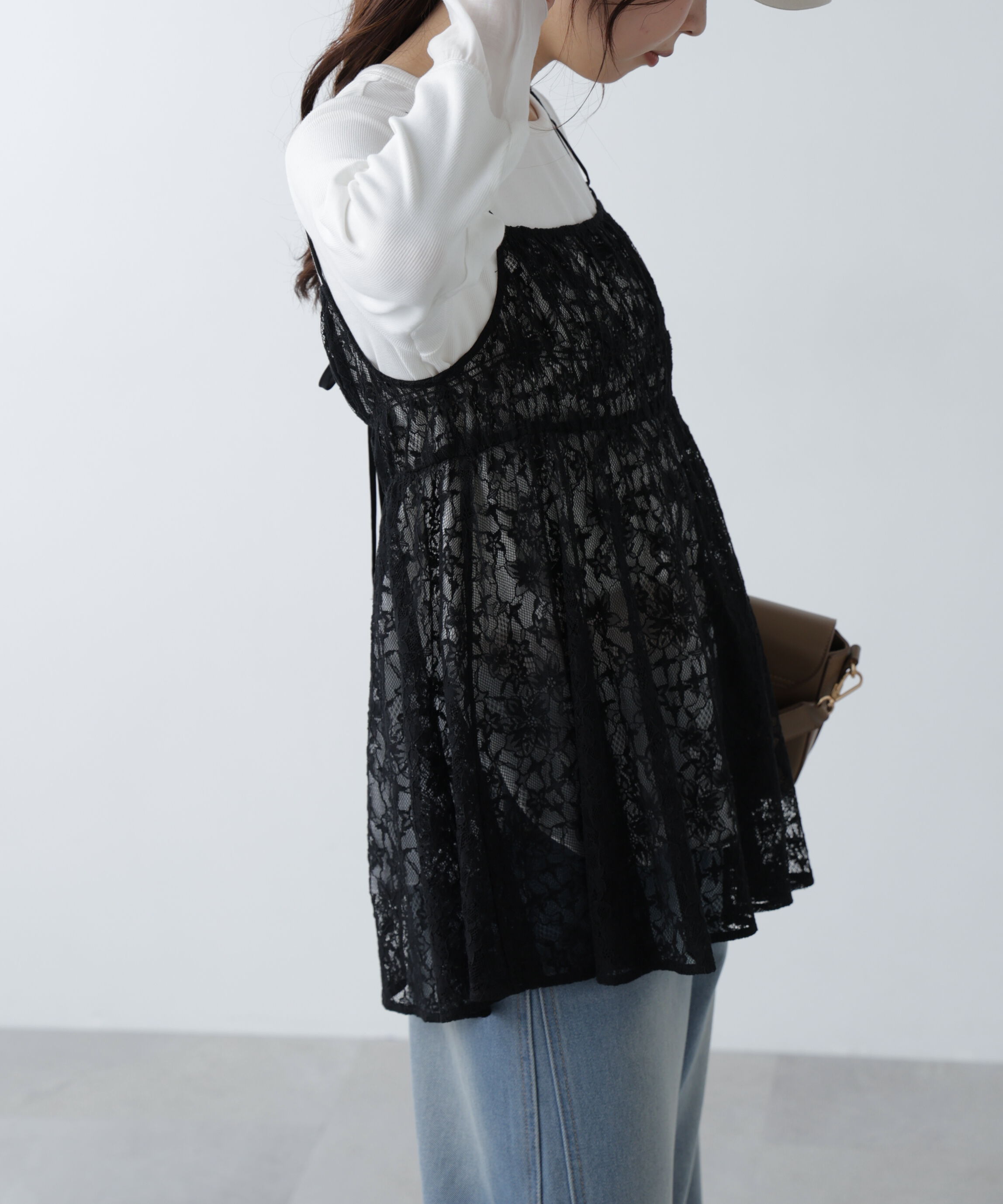  「前後2wayレースチュニックキャミブラウス」|シャツ・ブラウス|