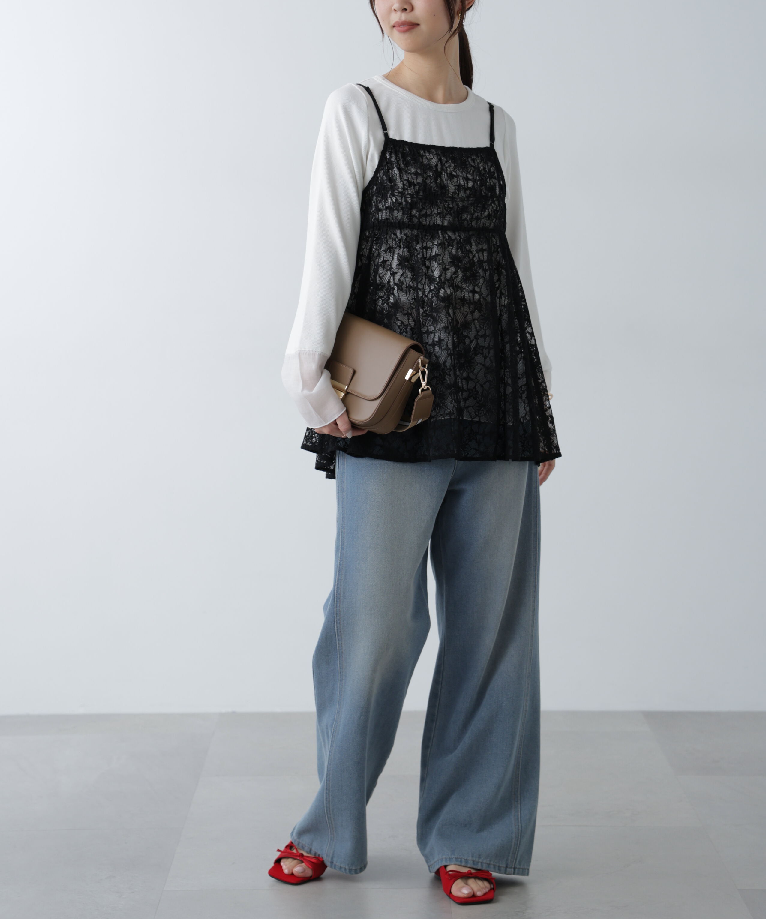  「前後2wayレースチュニックキャミブラウス」|シャツ・ブラウス|