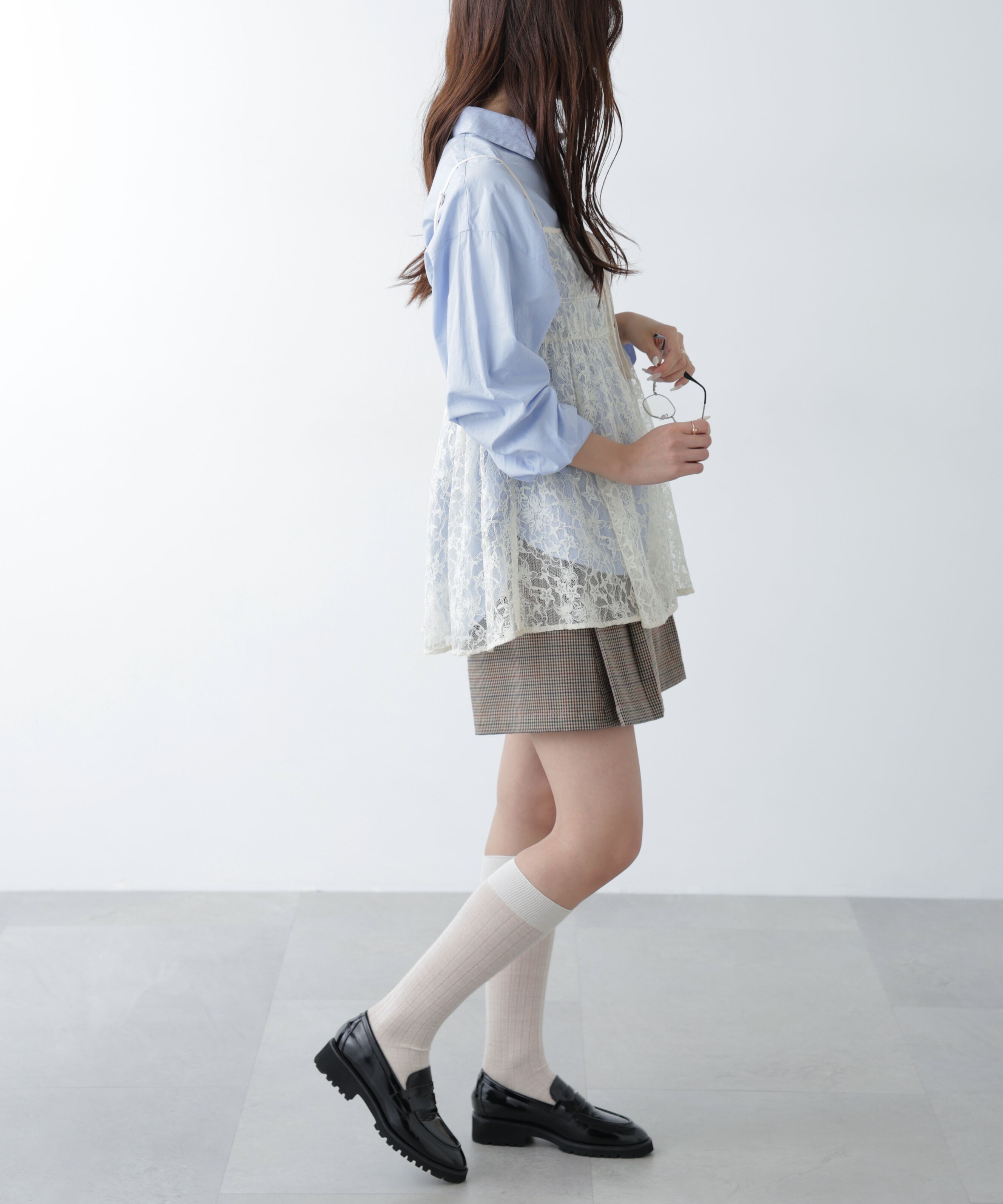  「前後2wayレースチュニックキャミブラウス」|シャツ・ブラウス|