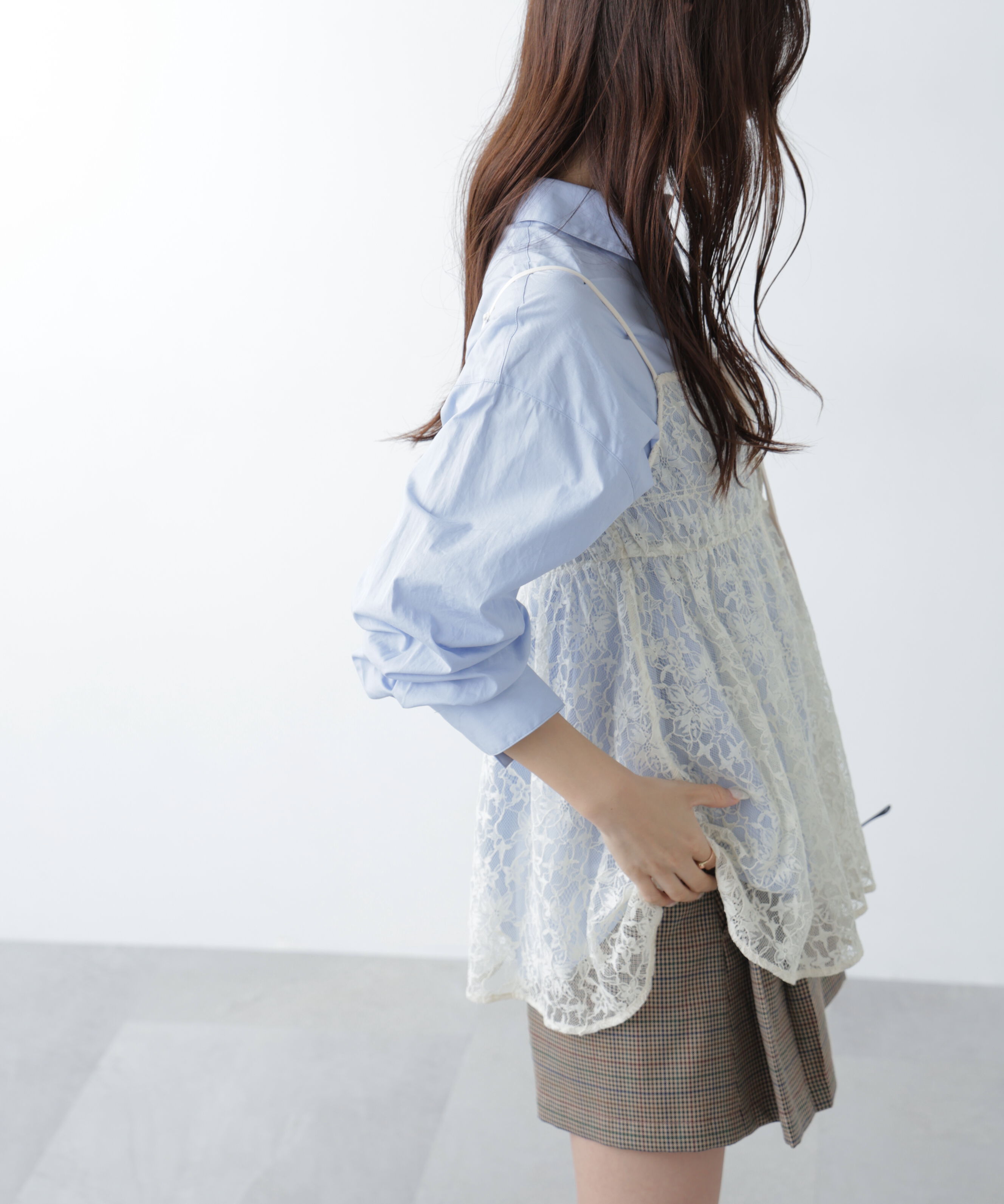  「前後2wayレースチュニックキャミブラウス」|シャツ・ブラウス|
