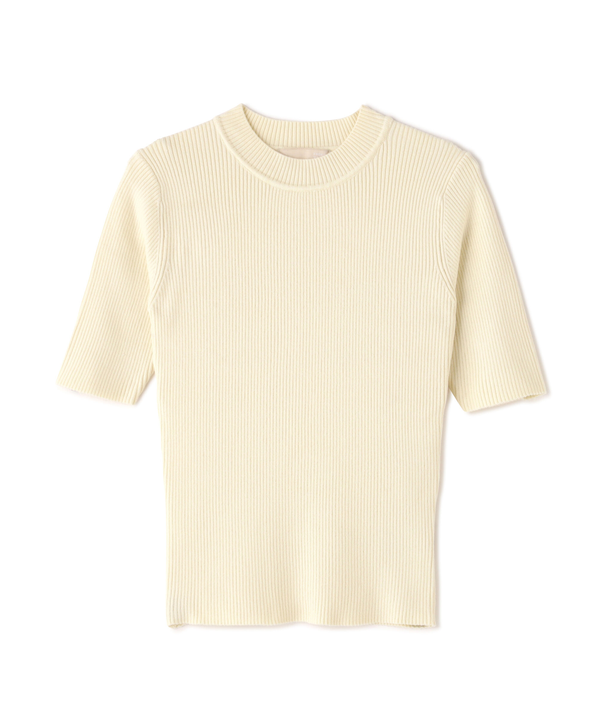  「〈洗える〉マシンウォッシャブルリブハイネック5分袖ニット」|ニット・セーター|