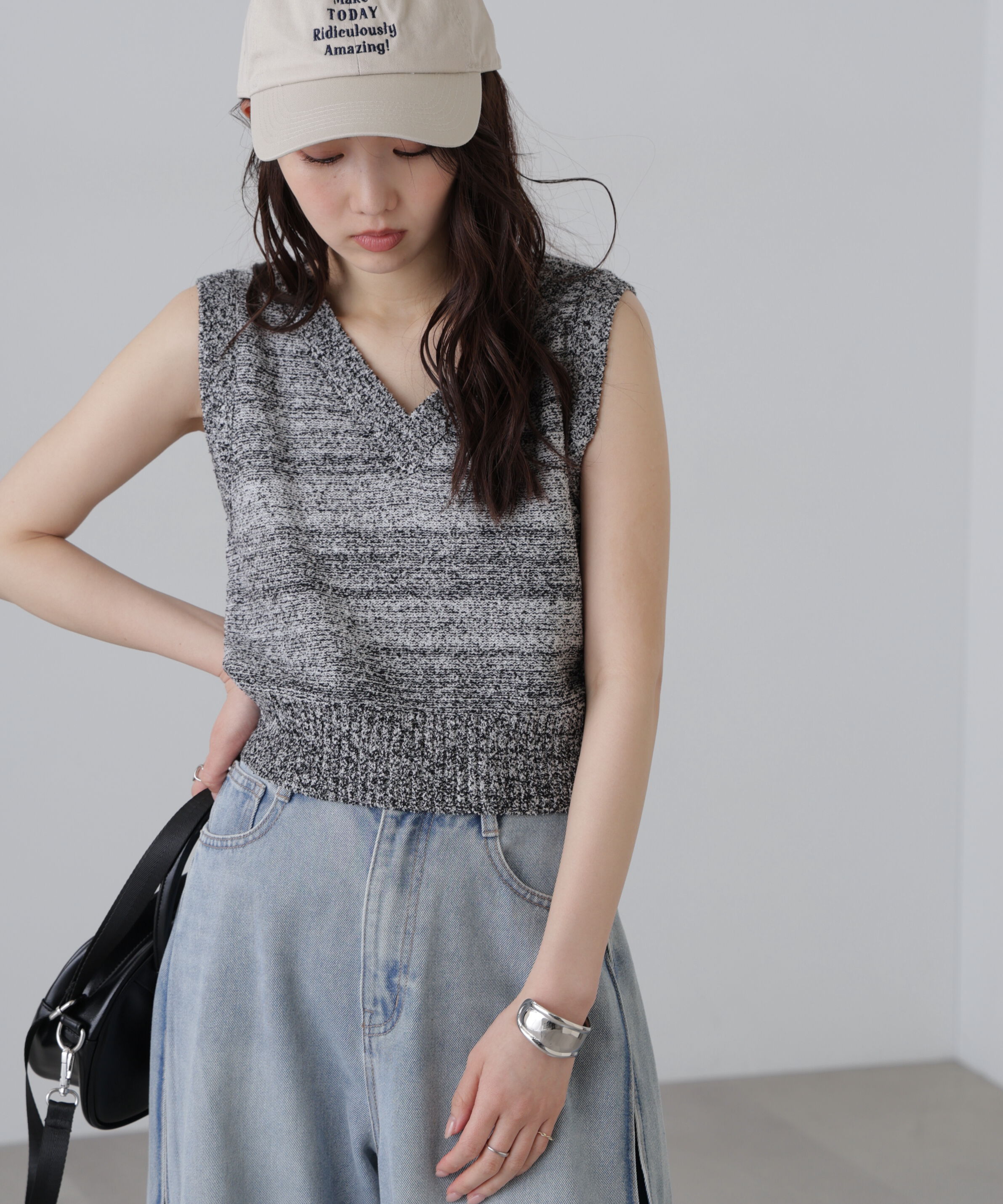  「前後２ＷＡＹショートベスト」|ニット・セーター|