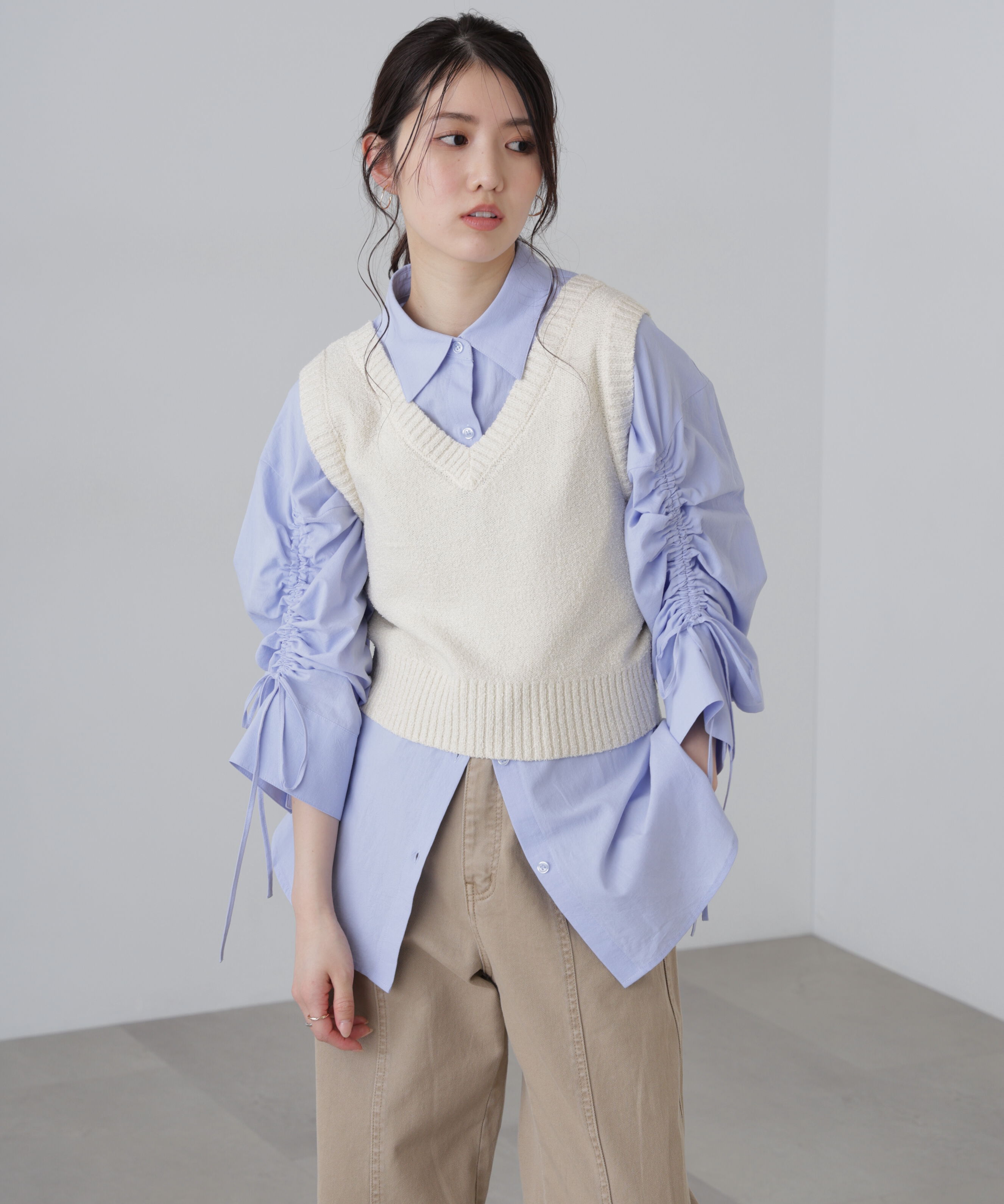  「前後２ＷＡＹショートベスト」|ニット・セーター|