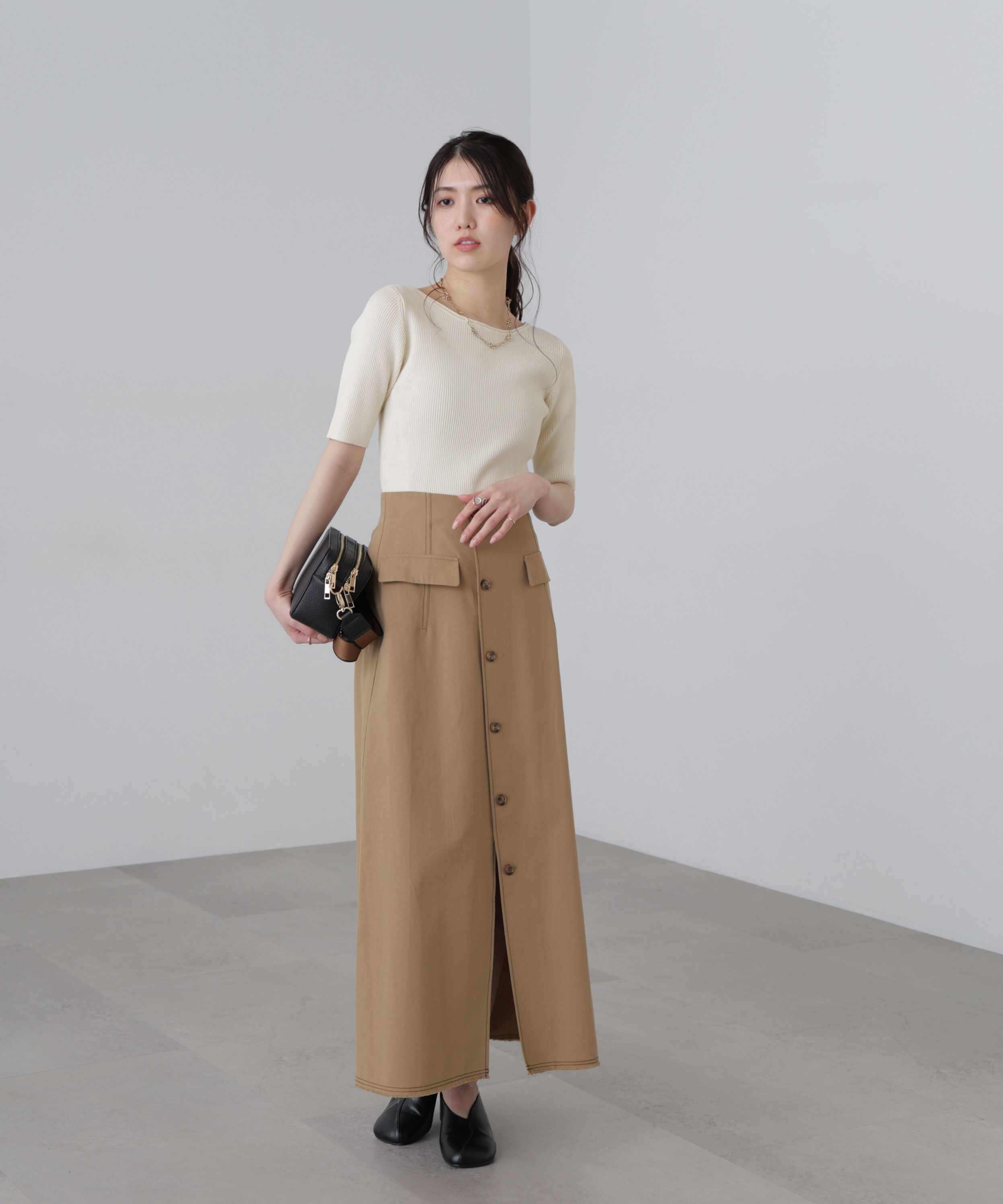  「〈洗える〉マシンウォッシャブル前後２ＷＡＹ５分袖ニット」|ニット・セーター|