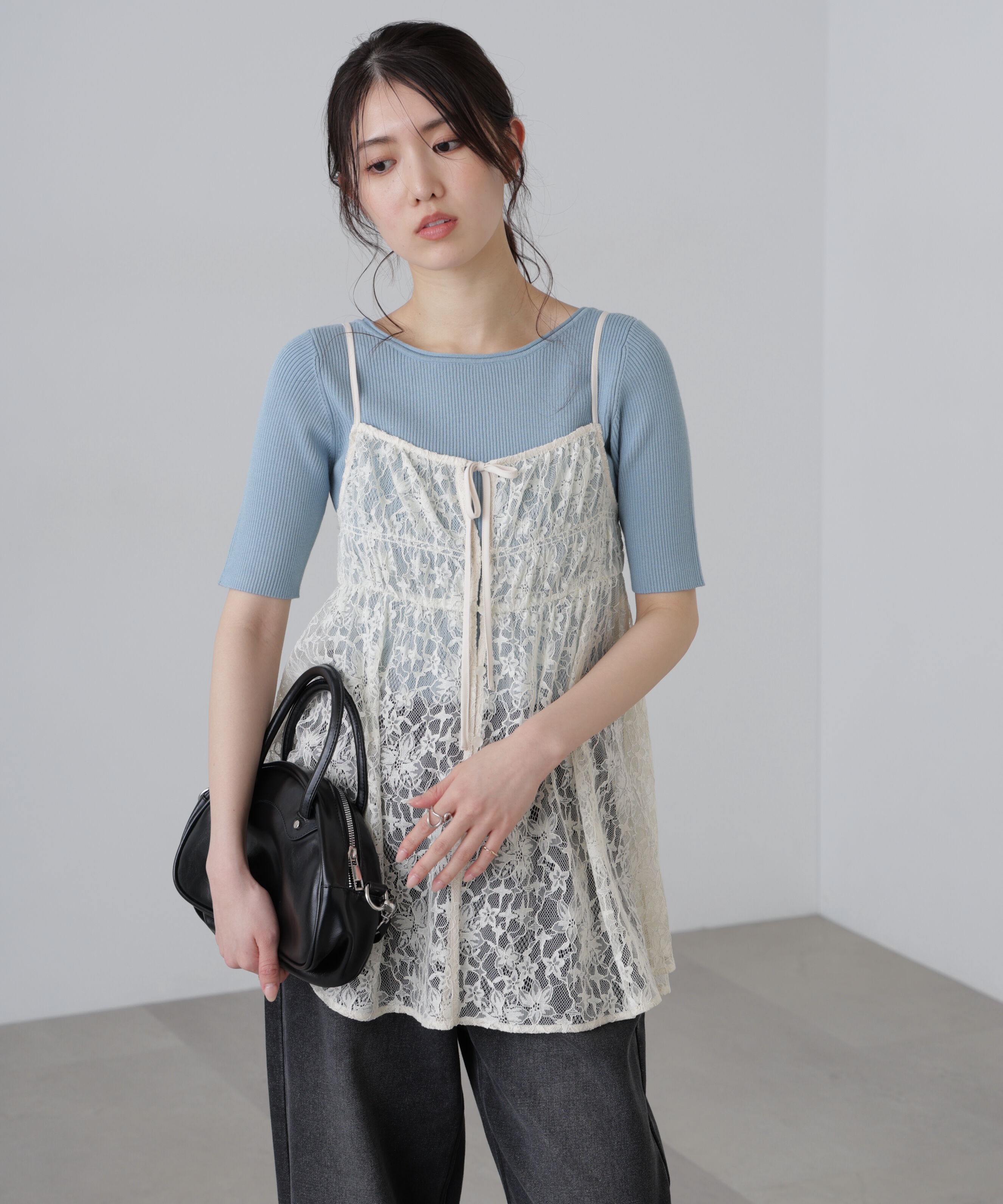  「〈洗える〉マシンウォッシャブル前後２ＷＡＹ５分袖ニット」|ニット・セーター|